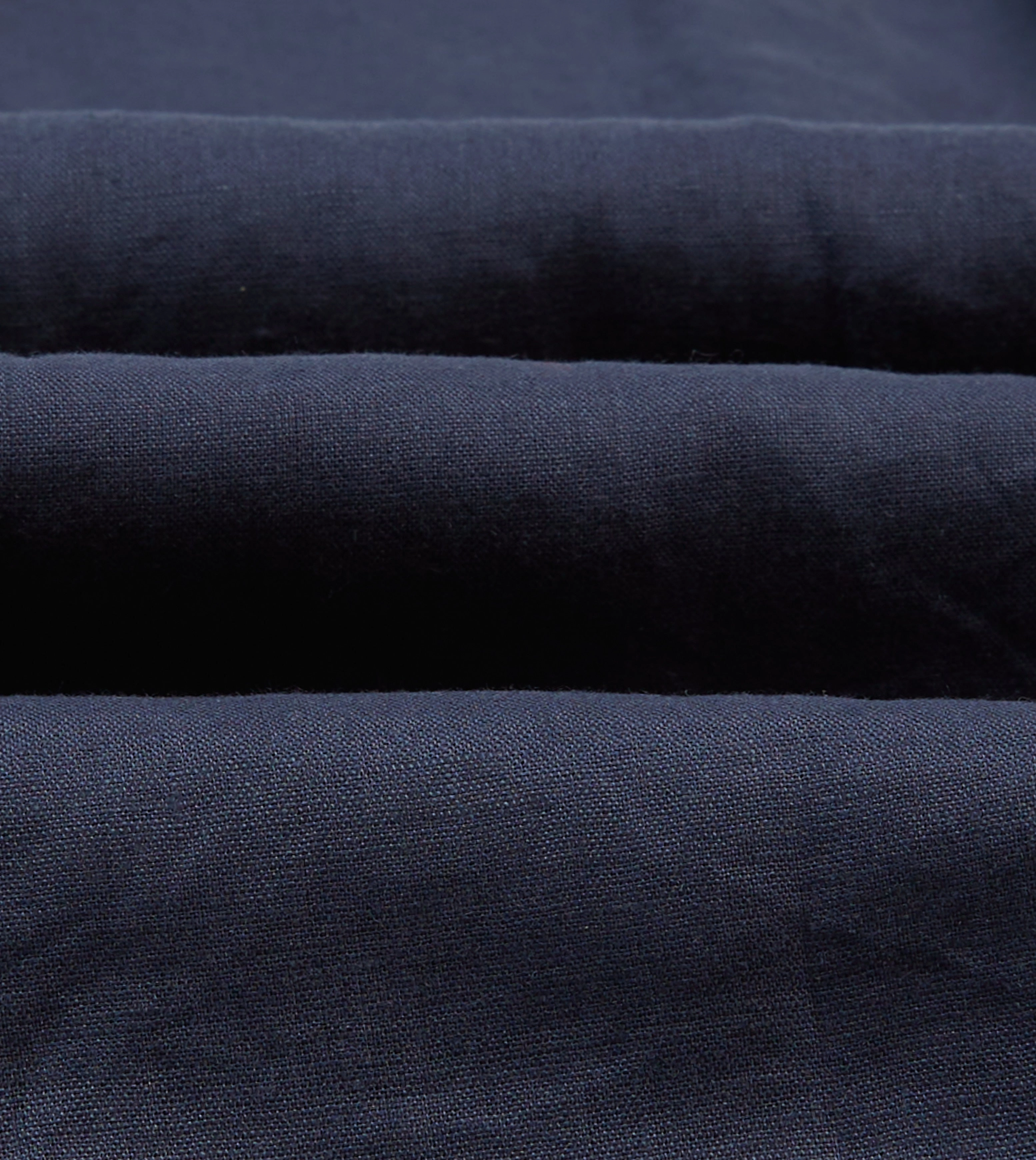 Navy Linen Long Point Collar Popover Shirt UV Protective Coating Soft Stretch Collar