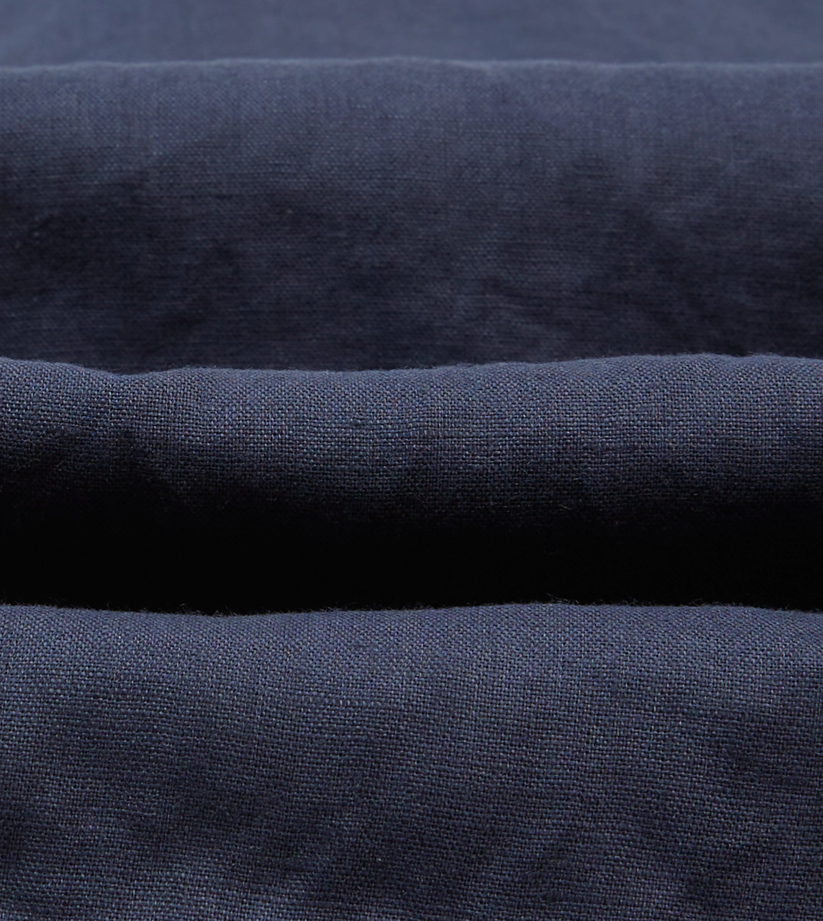 Navy Linen Mandarin Collar Popover Shirt Comfy Wear