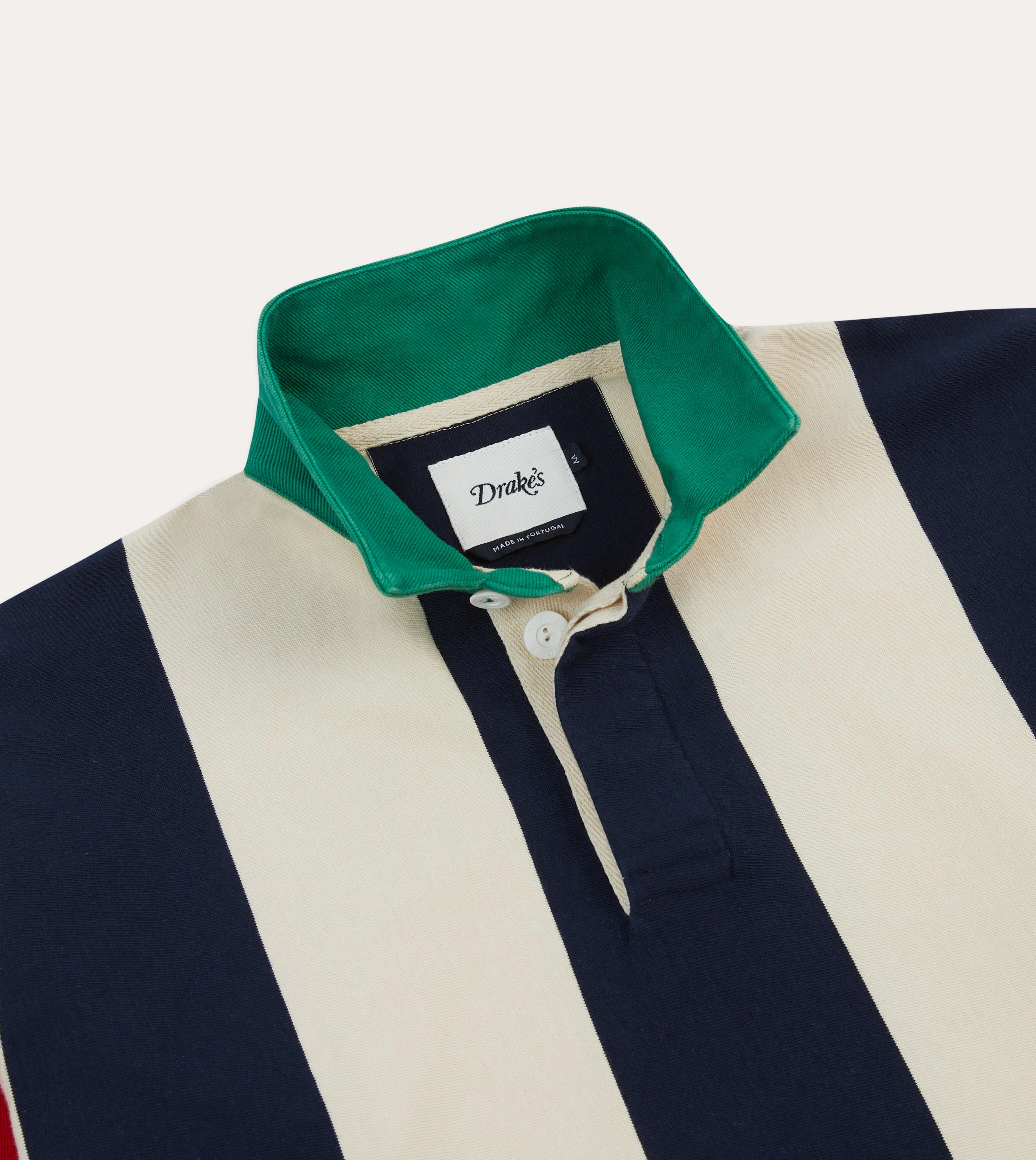 Gym Companion Navy, Red and Ecru Vertical Block Stripe Cotton Rugby Shirt