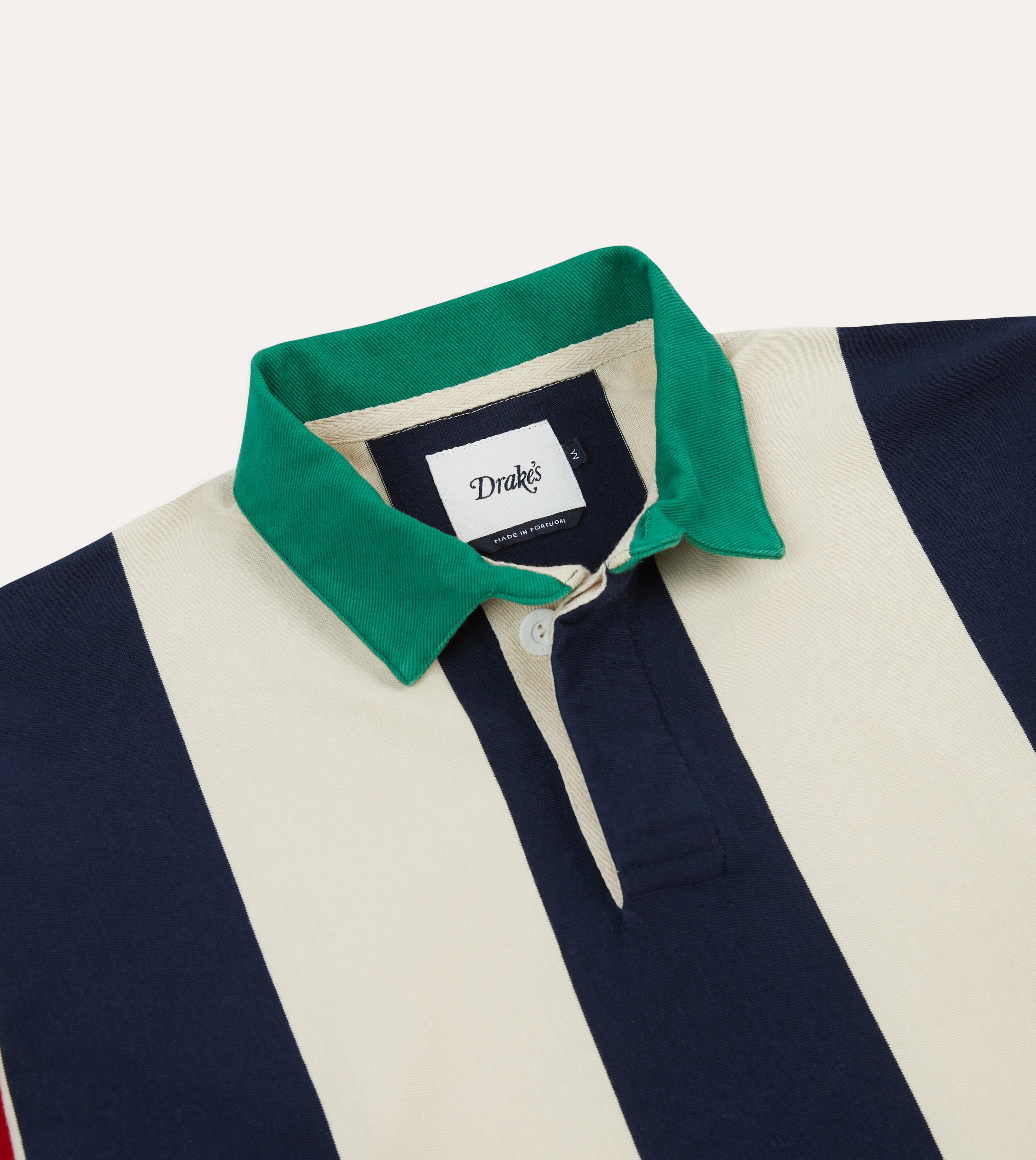 Winter Layering Navy, Red and Ecru Vertical Block Stripe Cotton Rugby Shirt
