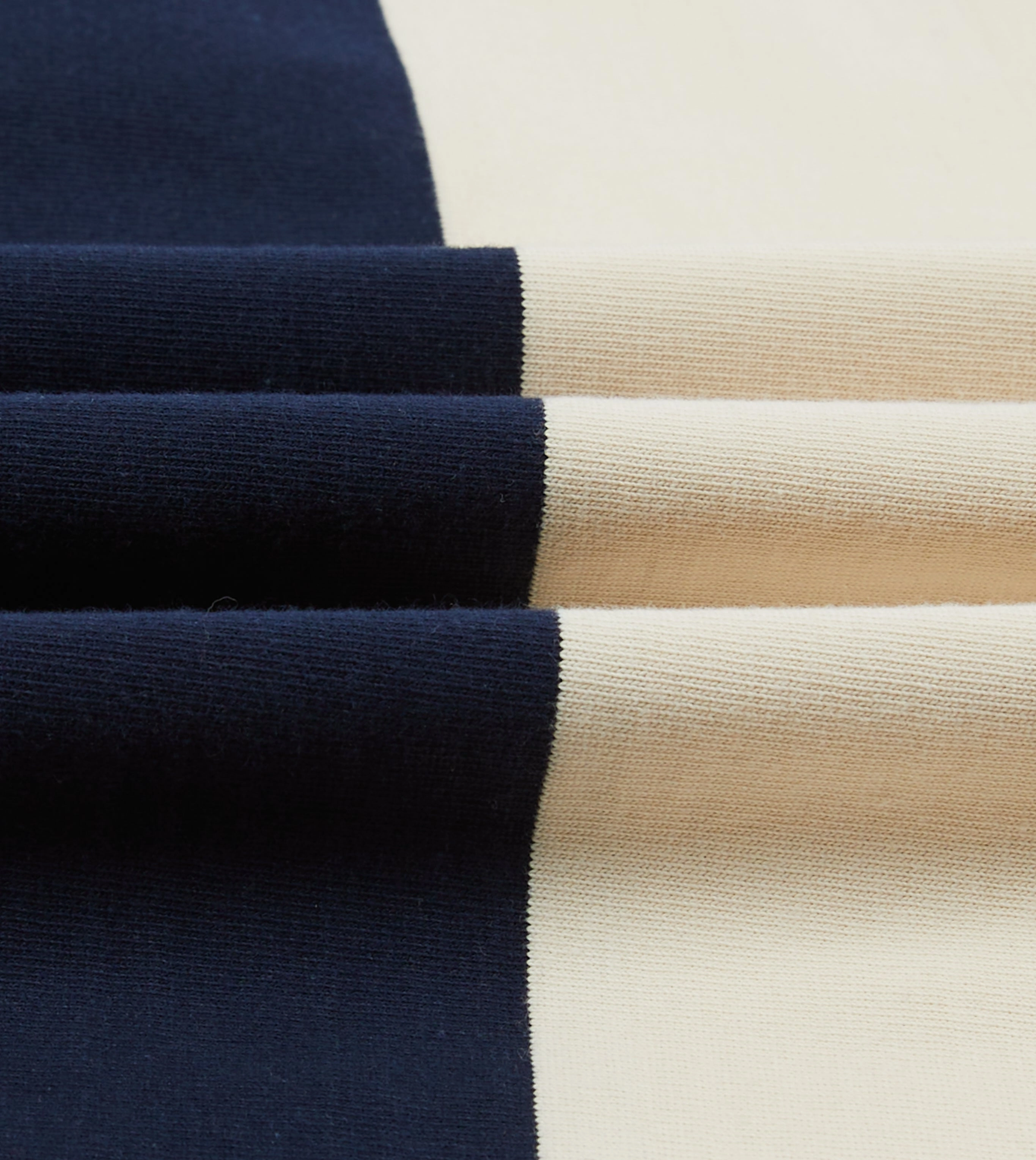 Navy, Red and Ecru Vertical Block Stripe Cotton Rugby Shirt Functional Comfort