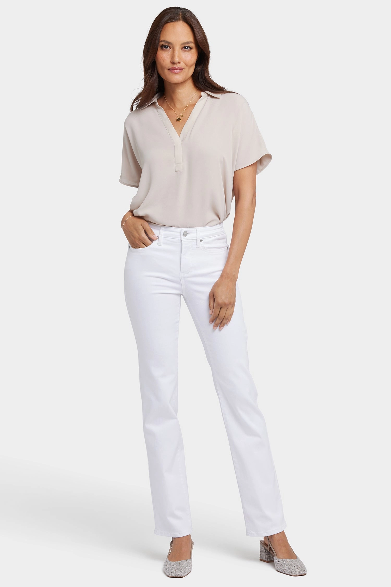 Style Combo Trendy Look No Gapper? Marilyn Straight Jeans In Petite - Optic White
