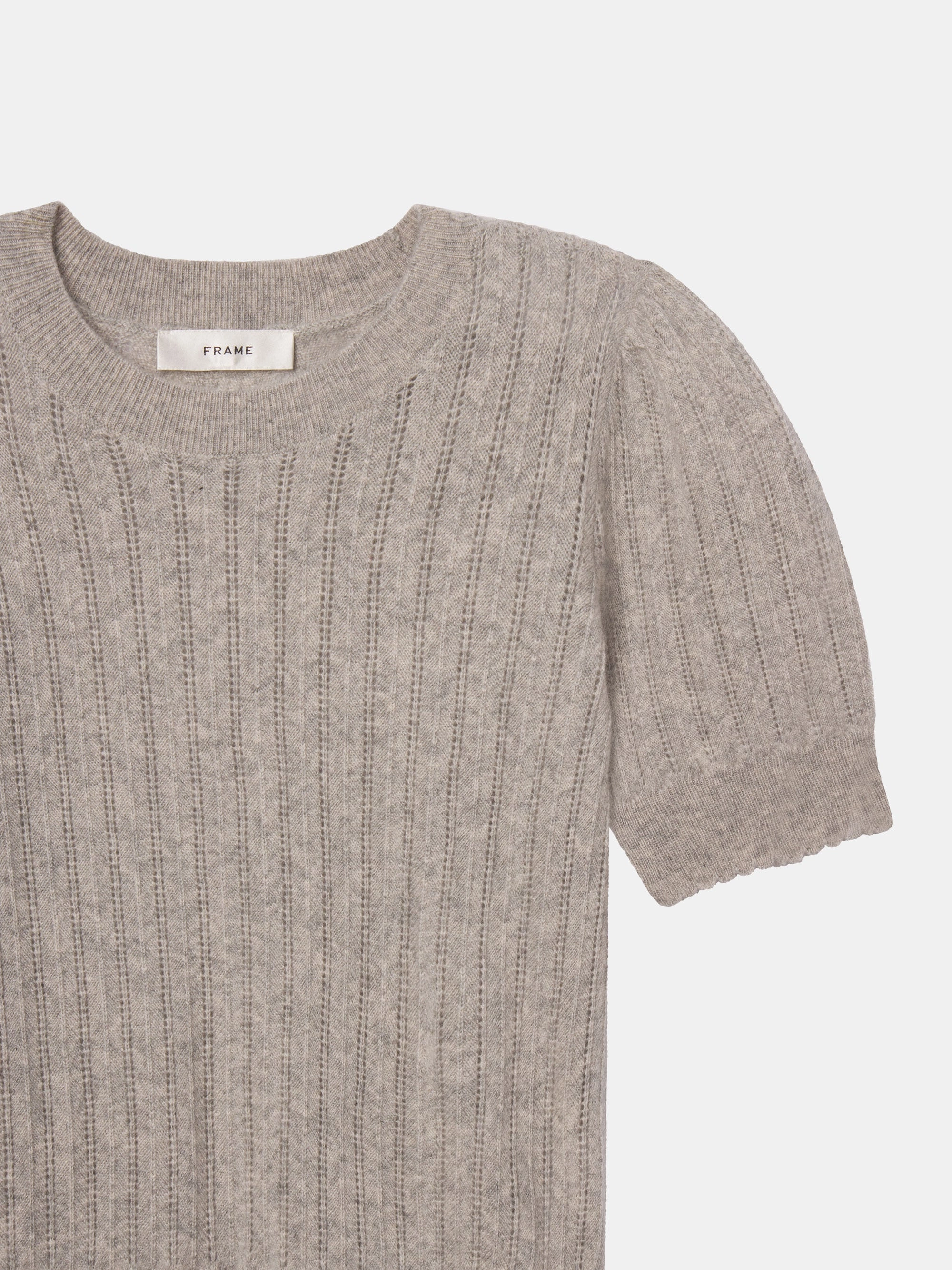 The Ladder Pointelle Sweater -- Light Heather Grey Layered Look