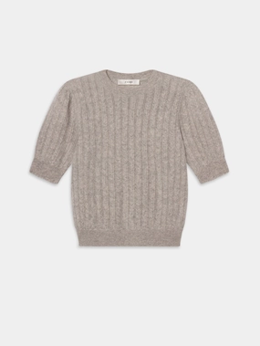 The Ladder Pointelle Sweater -- Light Heather Grey Knit Comfort Comfy Layering