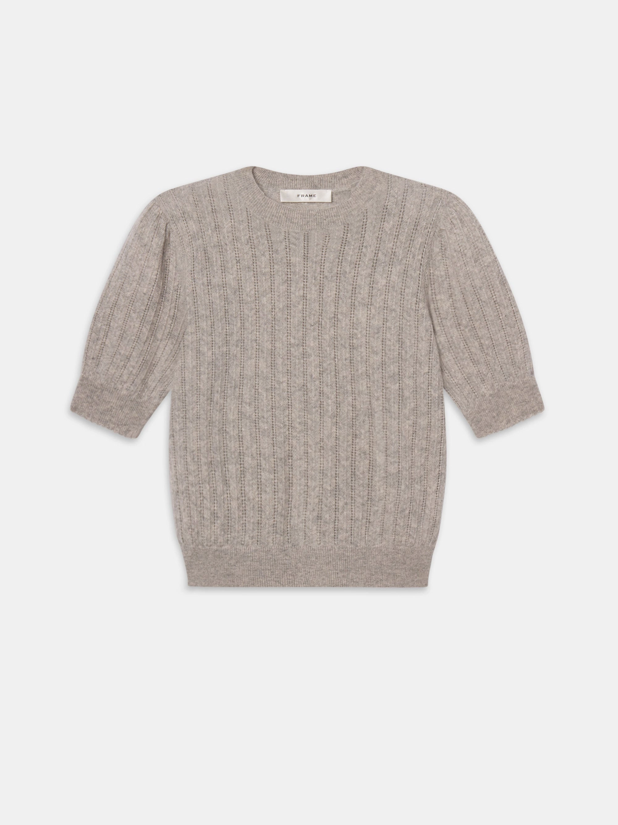 The Ladder Pointelle Sweater -- Light Heather Grey Knit Comfort Comfy Layering