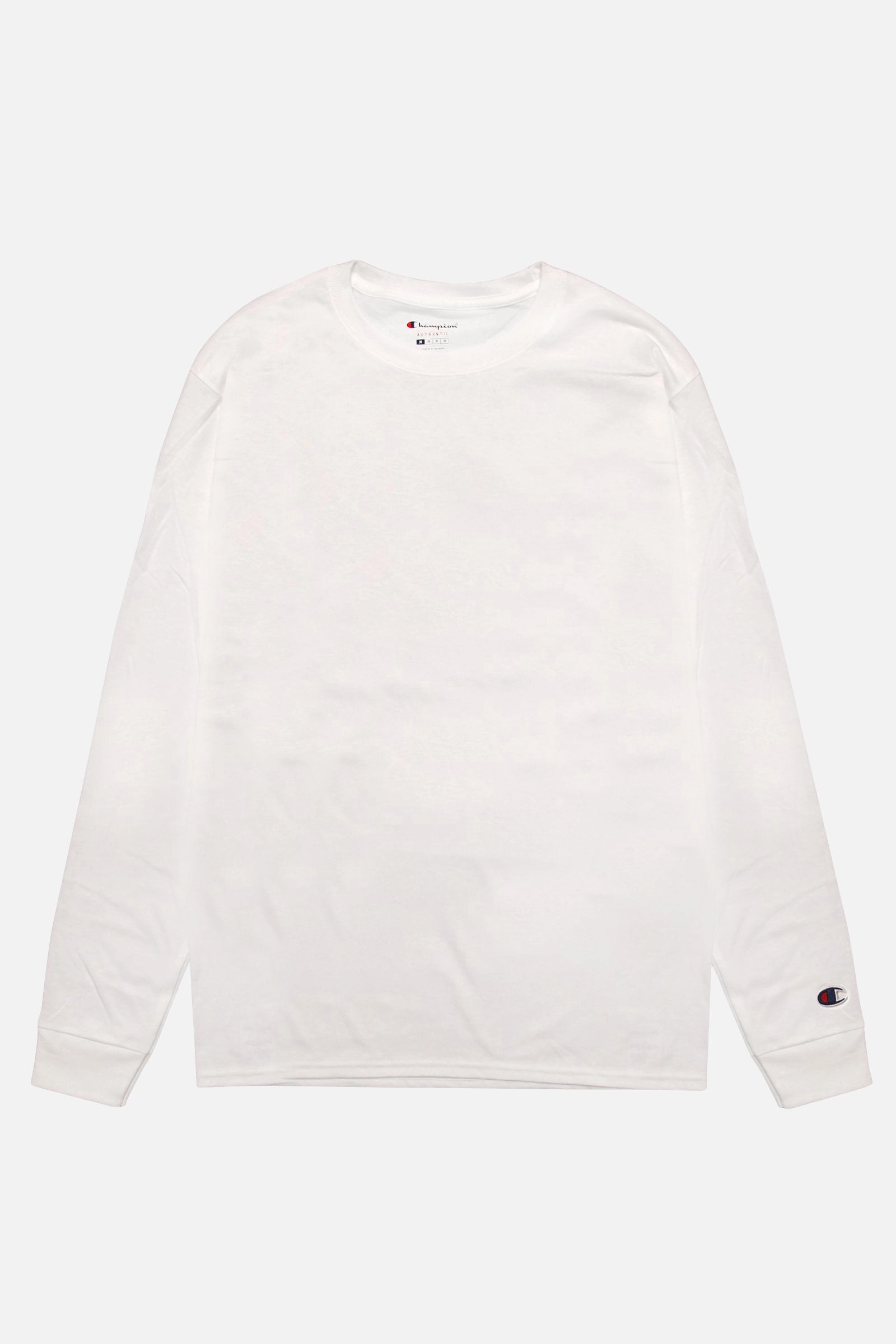 Champion - 6oz Long Sleeve T-Shirt - White Friction Free Inner Lining Easy-to-Style Top