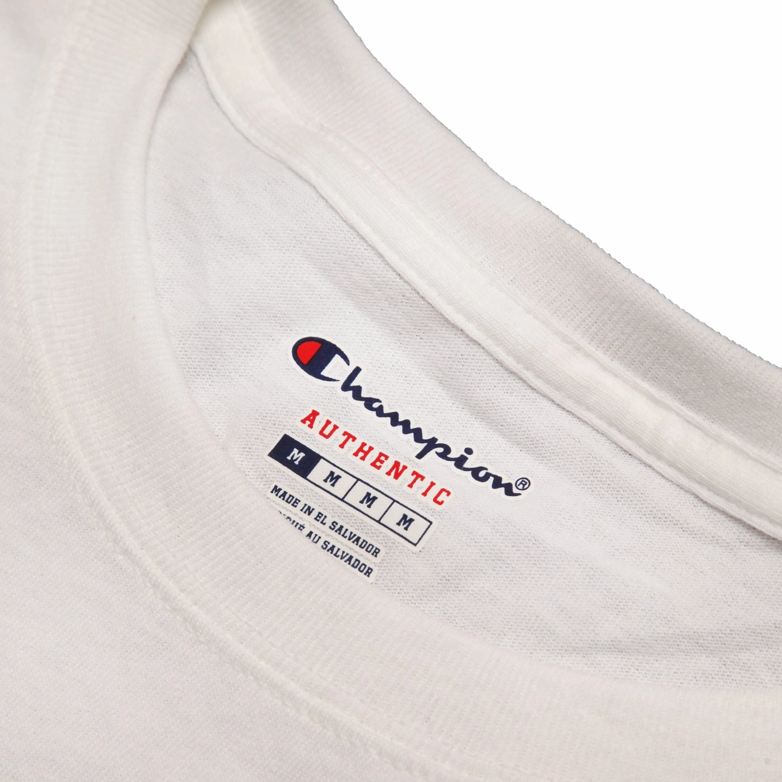Ribbed Collar Trim Champion - 6oz Long Sleeve T-Shirt - White