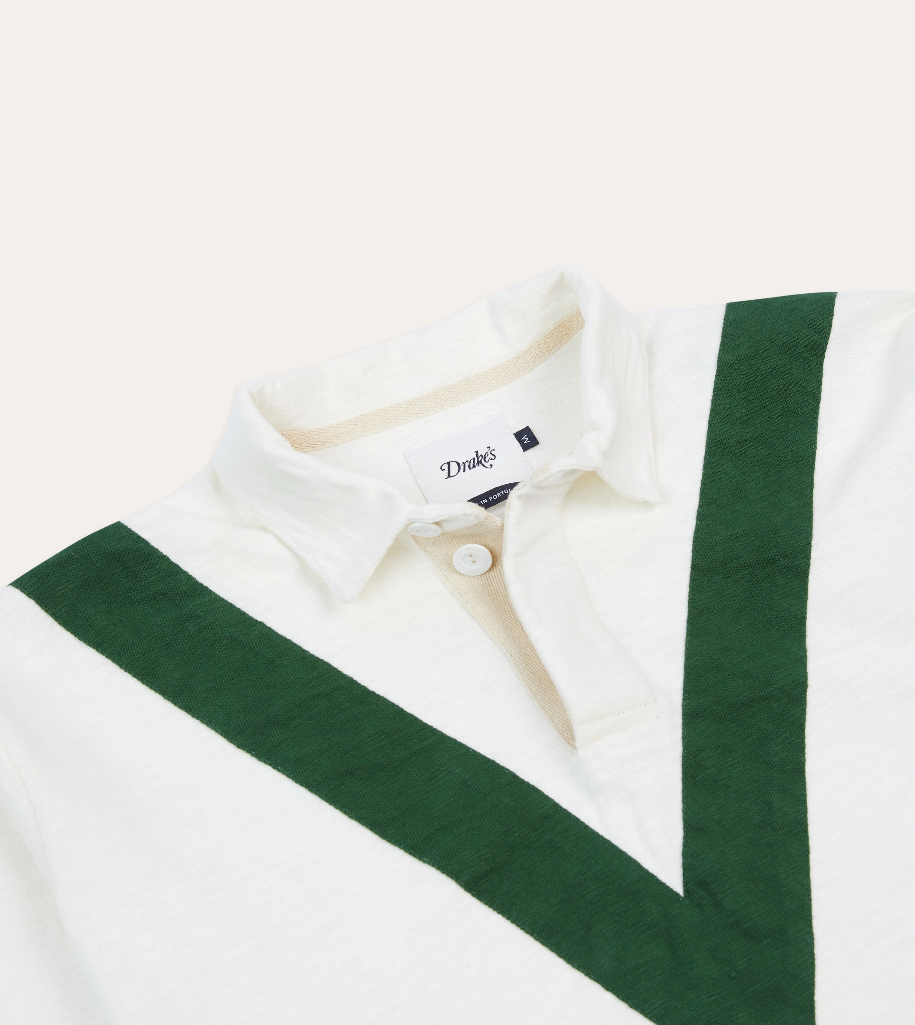 Ecru and Green Chevron Cotton Rugby Shirt Must-Have Item Go-To Look