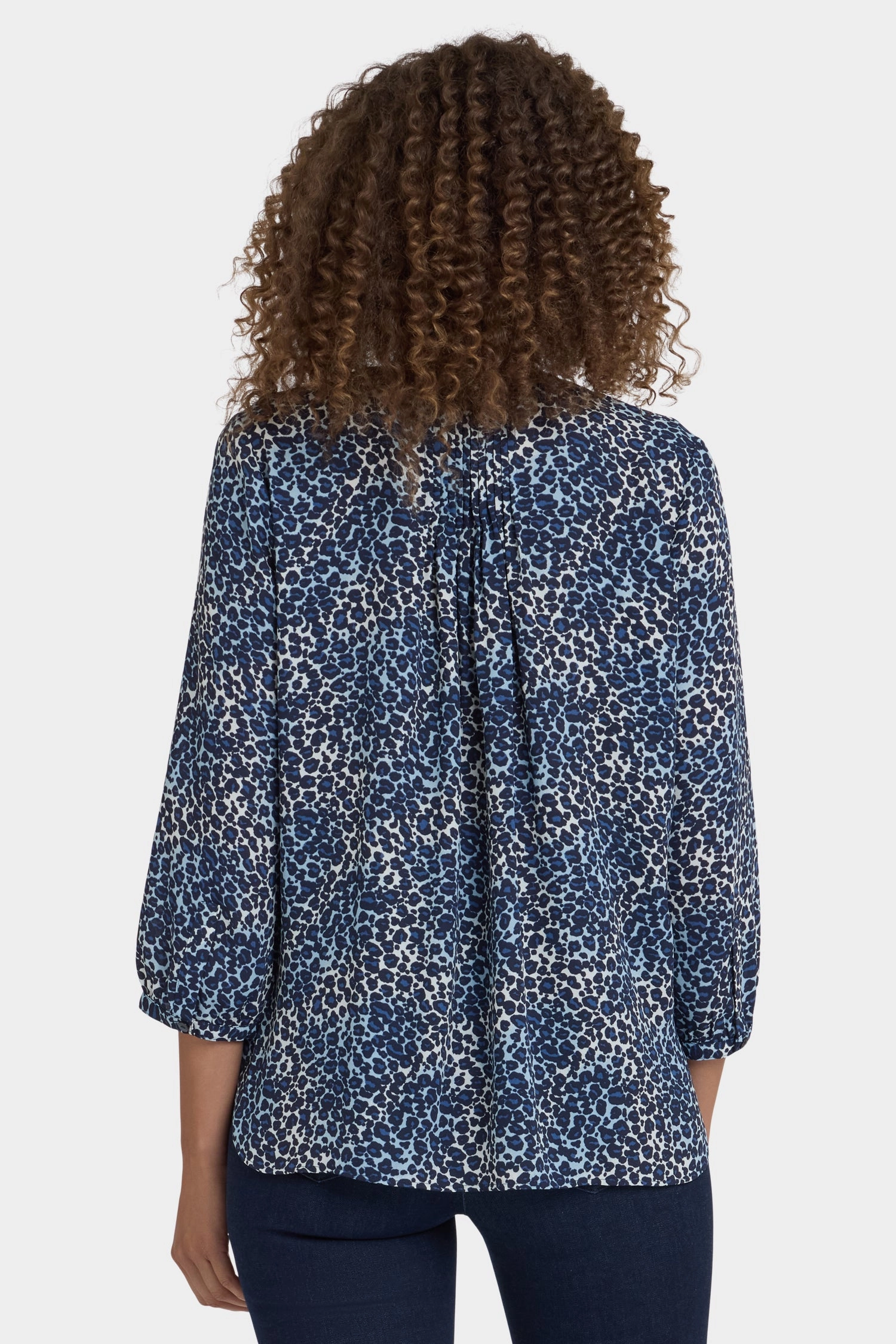 Mesh Insert Traveler??s Choice Pintuck Blouse - Indigo Cat