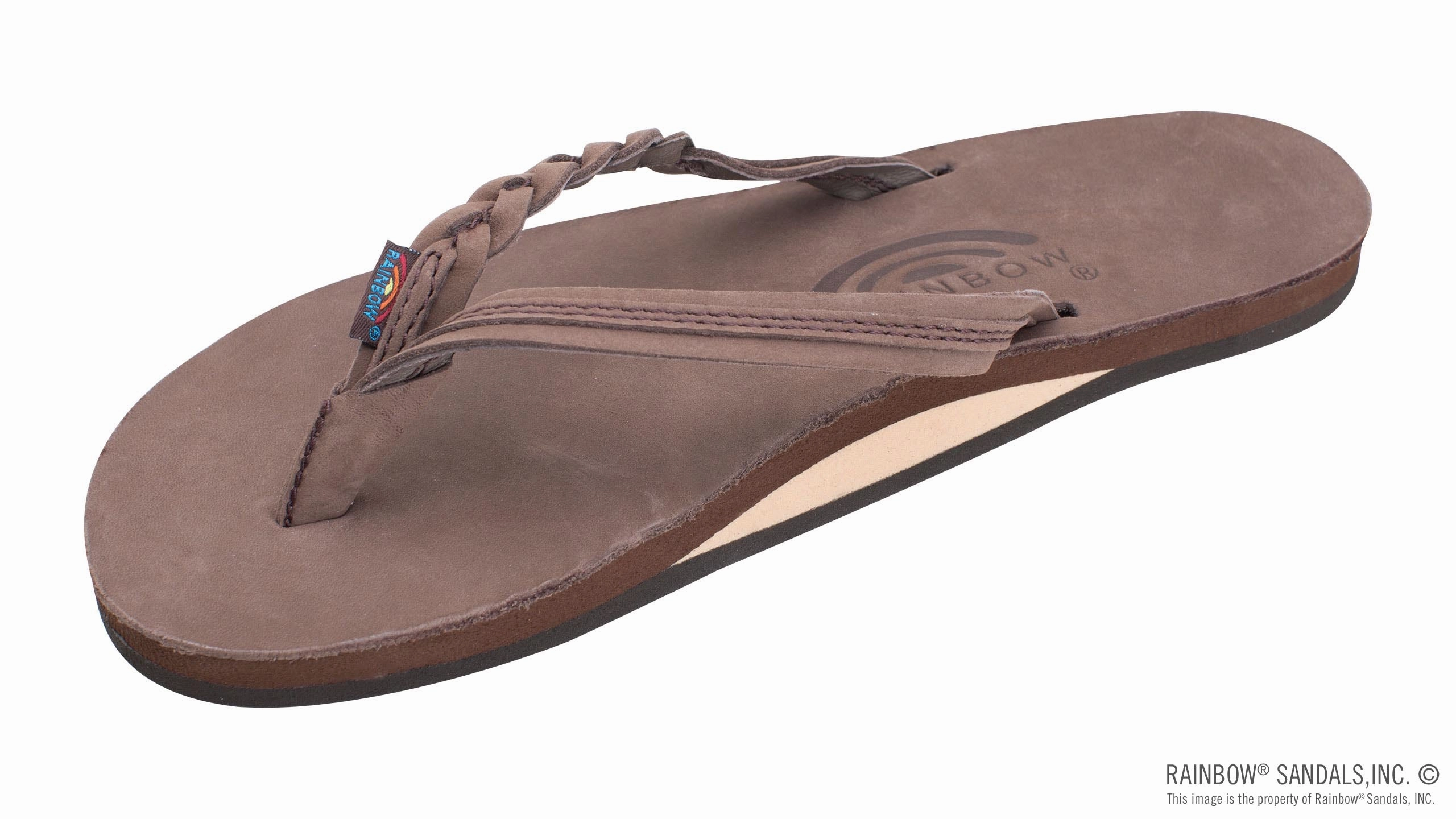 Slip In Rainbow Sandals Flirty Braidy - Single Layer Premier Leather 1/2" Narrow Strap with Braid