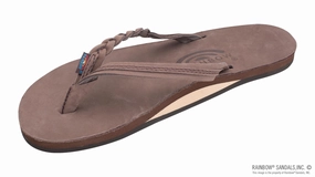 Slip In Rainbow Sandals Flirty Braidy - Single Layer Premier Leather 1/2" Narrow Strap with Braid