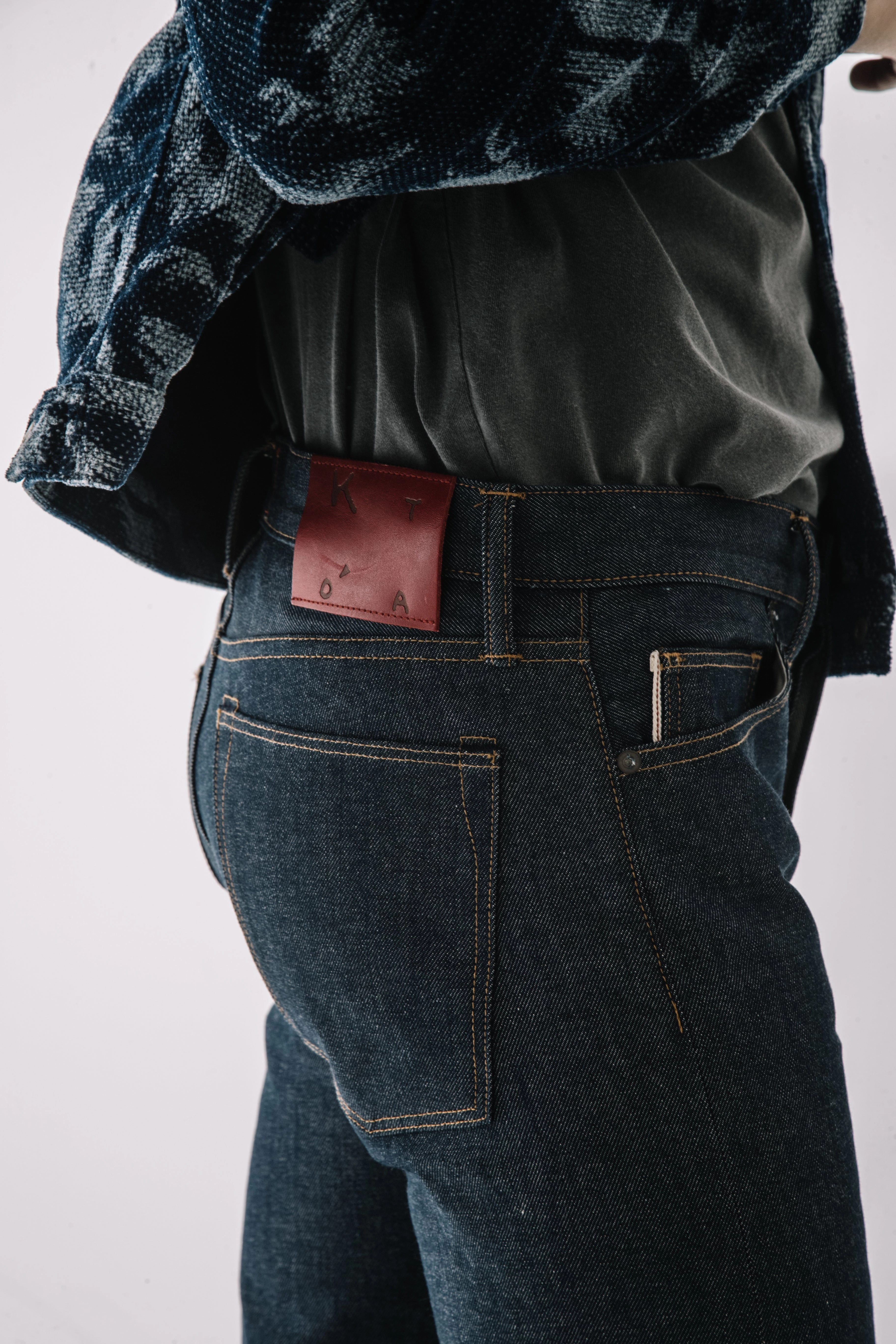 The Pen Slim Natural Slub Indigo - Raw 12.5oz Selvedge Layered Knee Panels