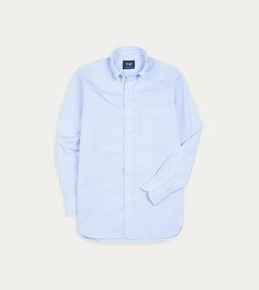 Relaxed Comfort Cooling Core Technology Light Blue Bengal Stripe Cotton Poplin Button-Down Shirt