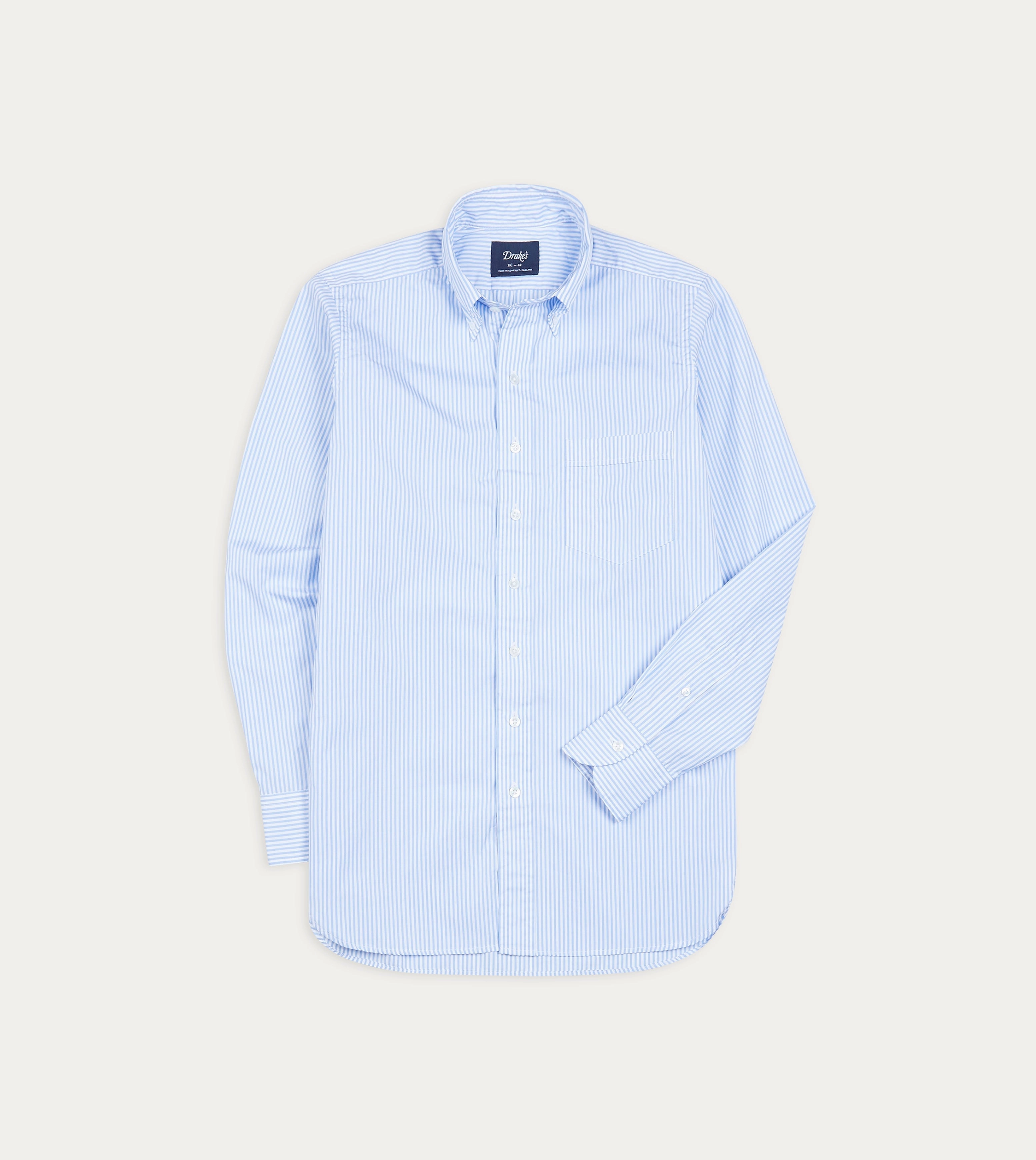 Relaxed Comfort Cooling Core Technology Light Blue Bengal Stripe Cotton Poplin Button-Down Shirt