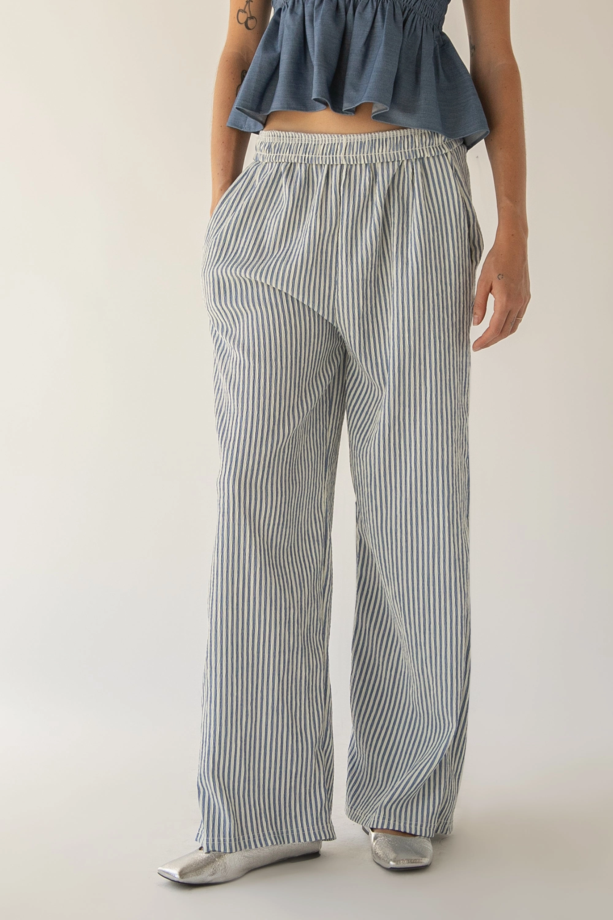 RELAXED FIT PINSTRIPE PANTS Chilly Day Ready