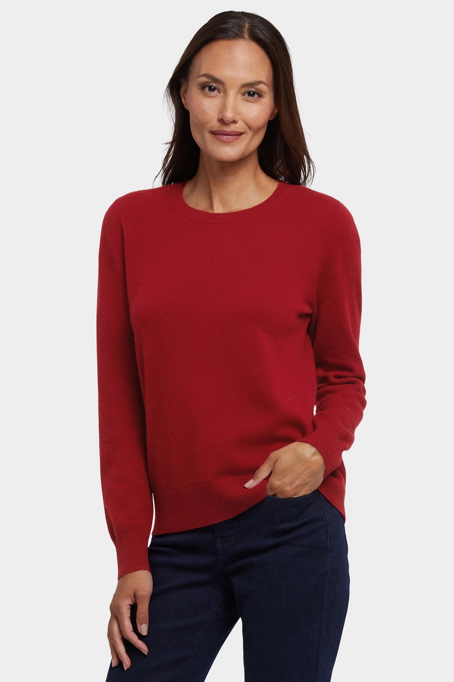 Cashmere Essential Crewneck Sweater - Red Crew Neck Design Winter Ready Knit