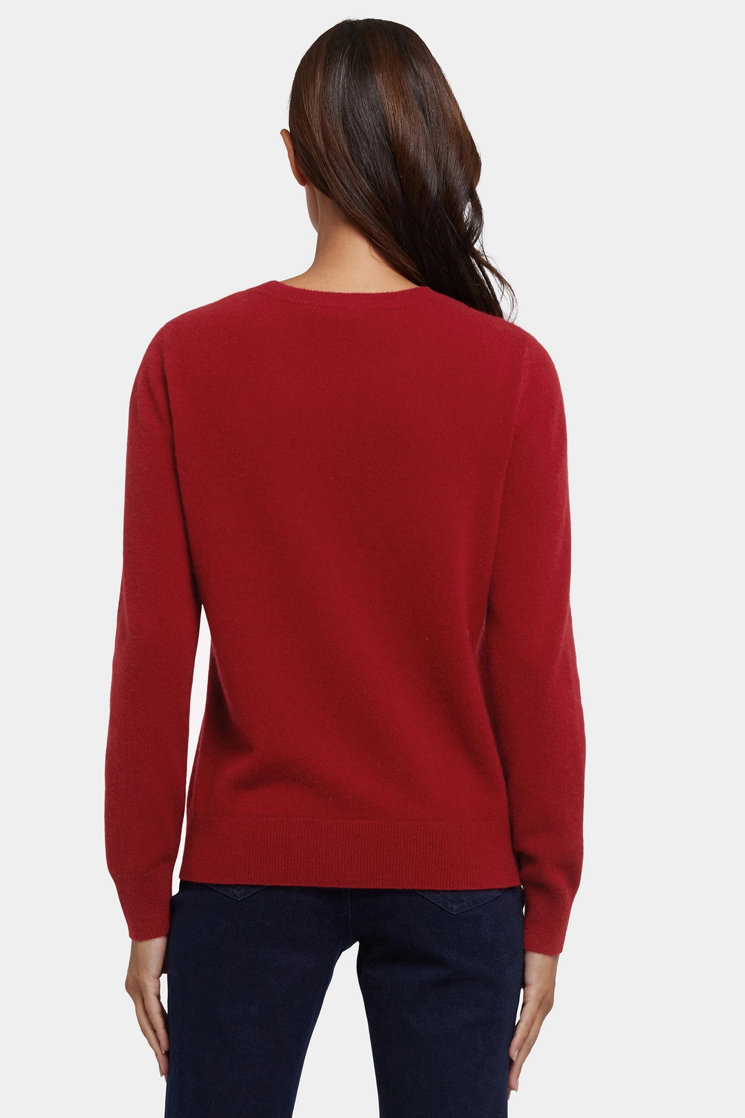 Relaxed Silhouette Layering Comfort Cashmere Essential Crewneck Sweater - Red