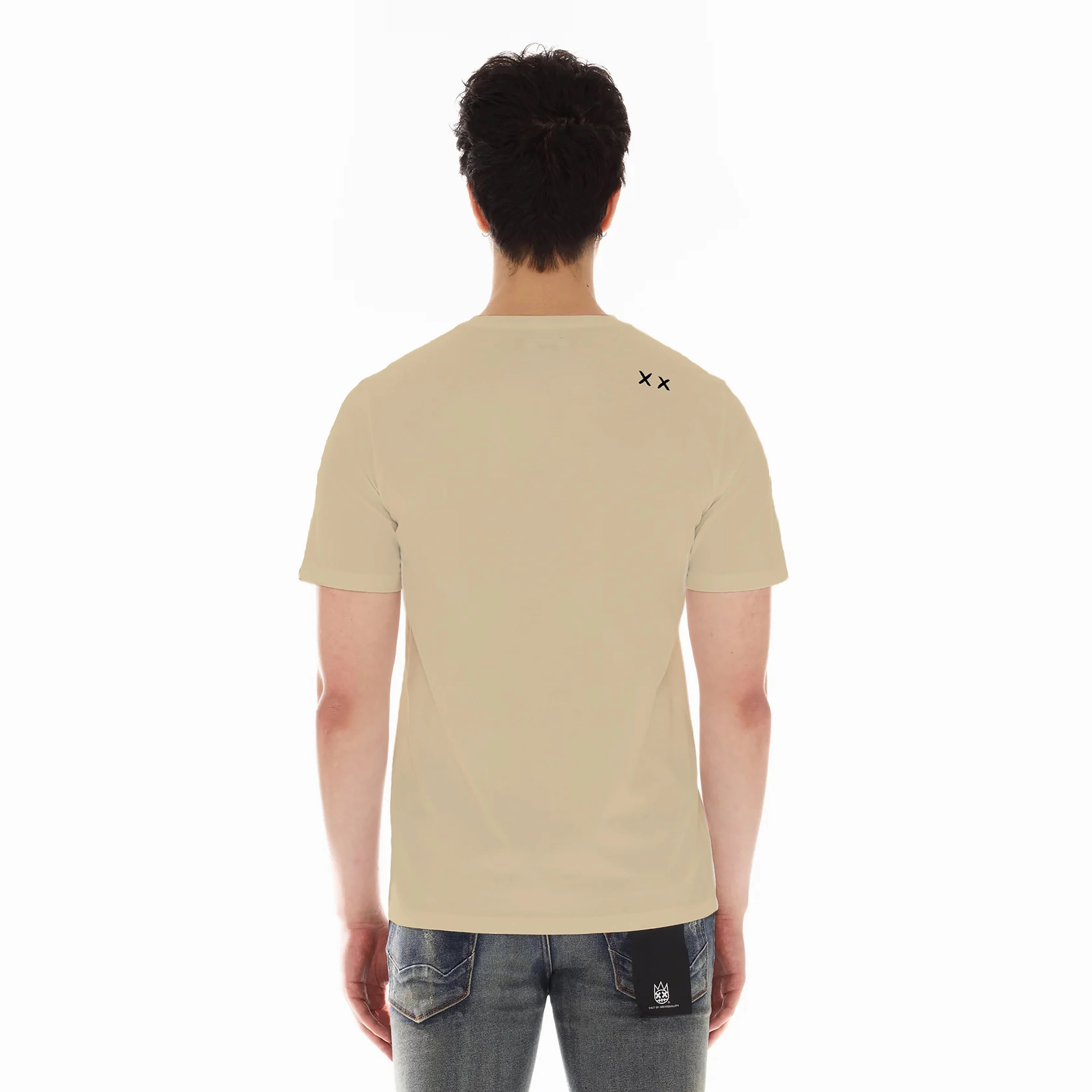 Casual Look Sleek Fit Wear Cult's Short Sleeve Crew Neck Tee "Cult Tour" in Beige