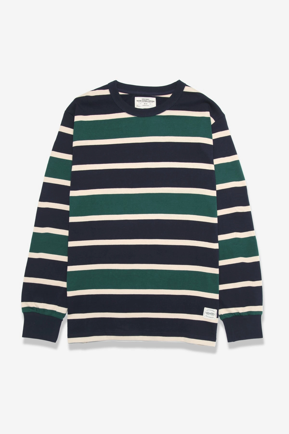 Stylish Design Soft Design Okonkwo MFG - Long Sleeve Striped Tee - Navy/Forest