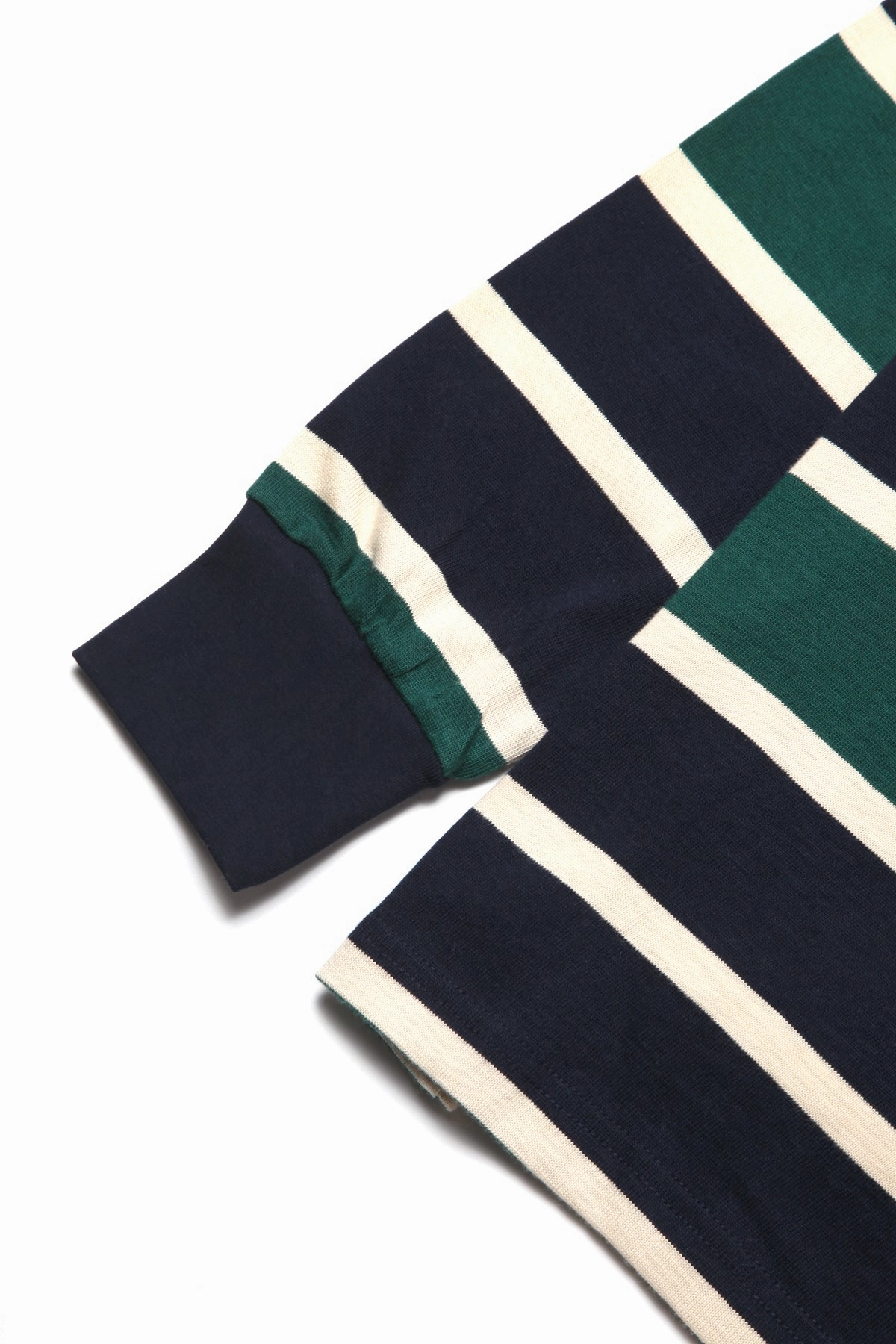 Okonkwo MFG - Long Sleeve Striped Tee - Navy/Forest Cozy and Soft City Fashion Look