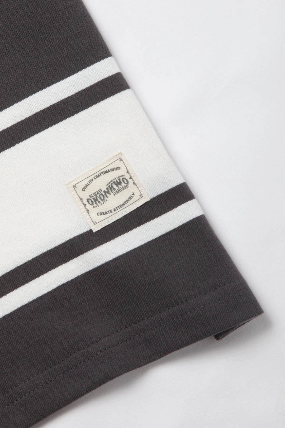 Microfiber Blend Microfiber texture Okonkwo MFG - Short Sleeve Striped Tee - Grey/White