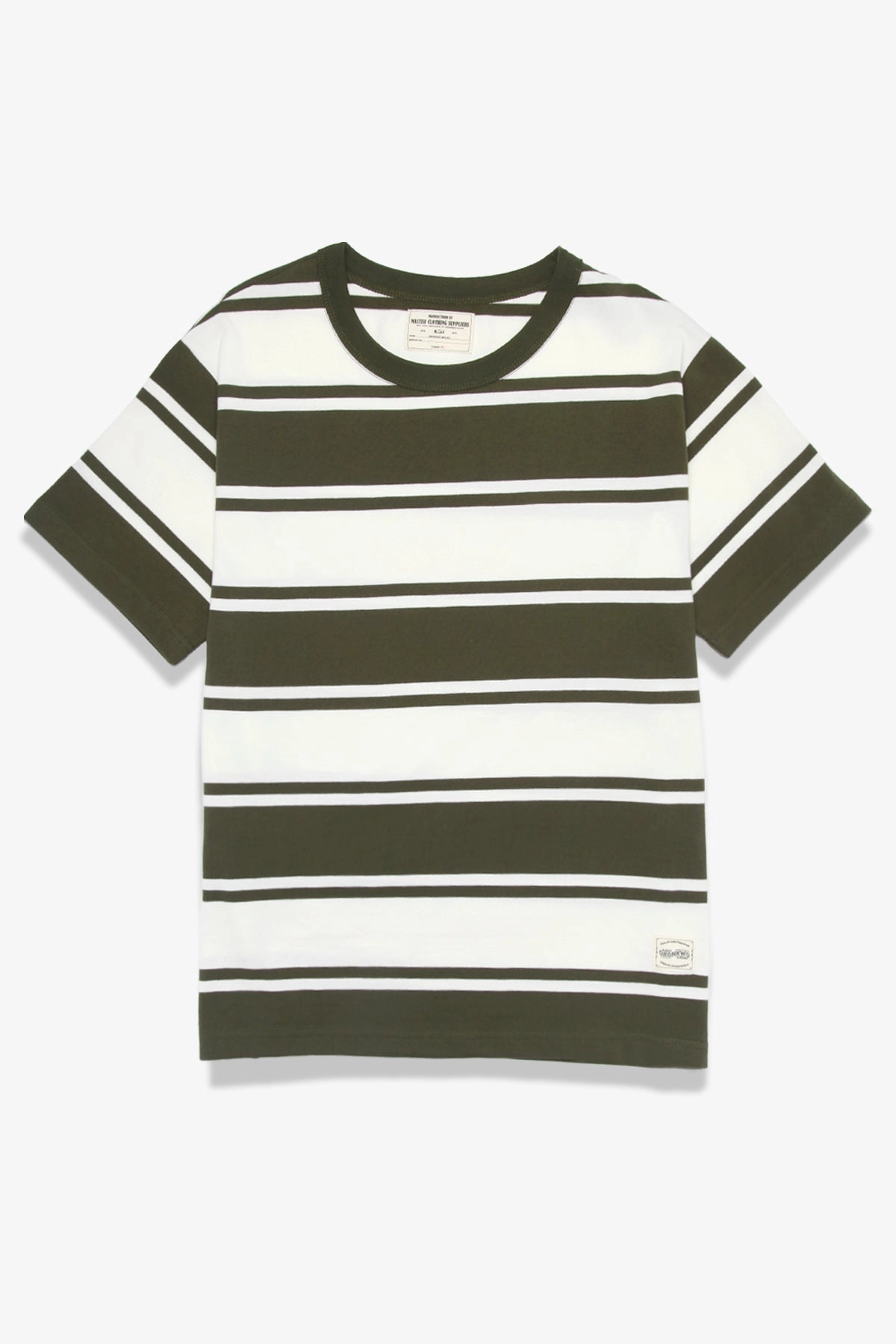 UV Protective Fabric Okonkwo MFG - Short Sleeve Striped Tee - Olive/White