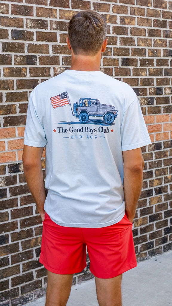 Old Row Good Boy's Club Jeep USA Pocket Tee AllSeasonWear Garment Washed Texture