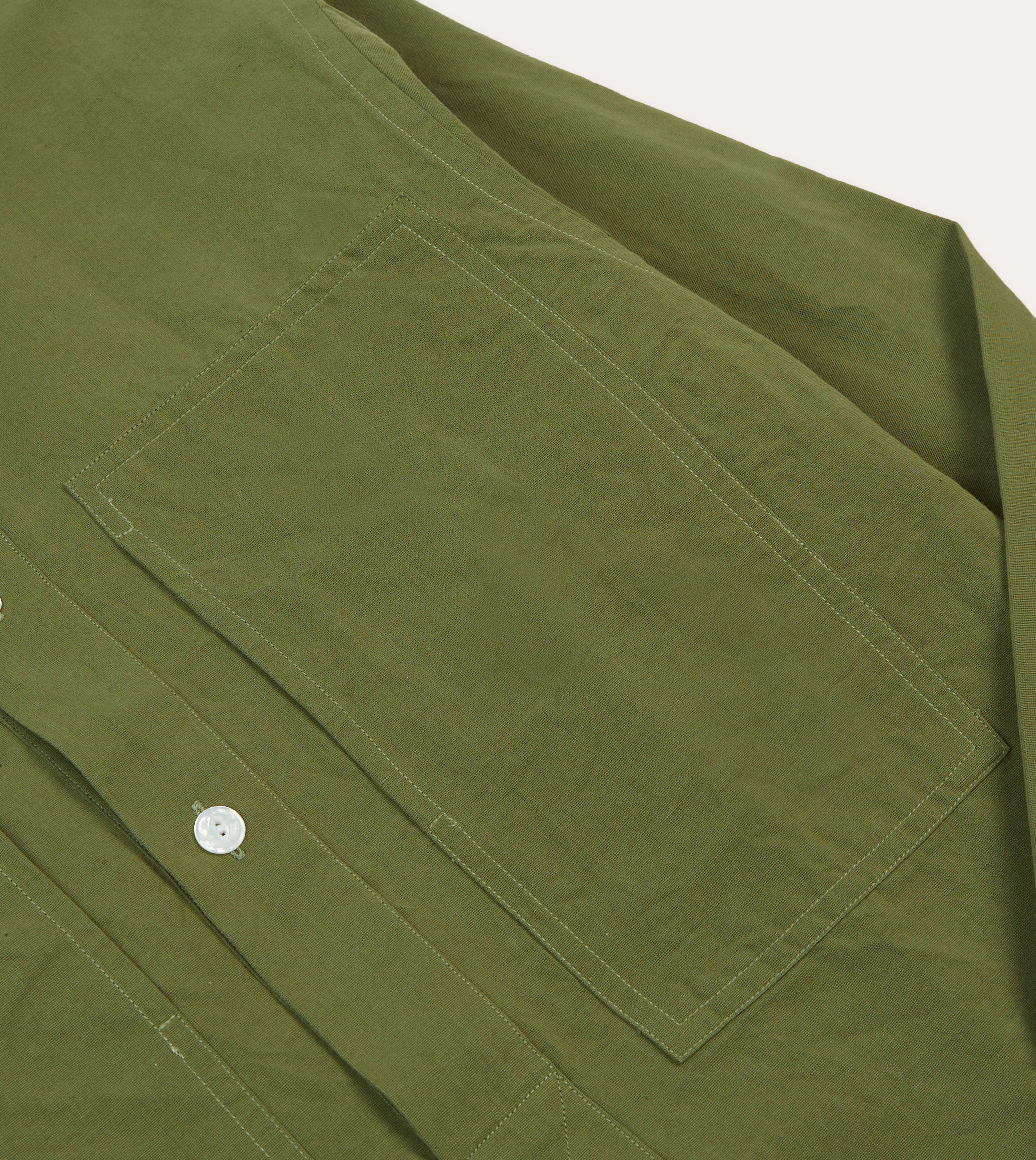 Olive Cotton-Linen Popover Shirt Warm Layers Smart Appearance