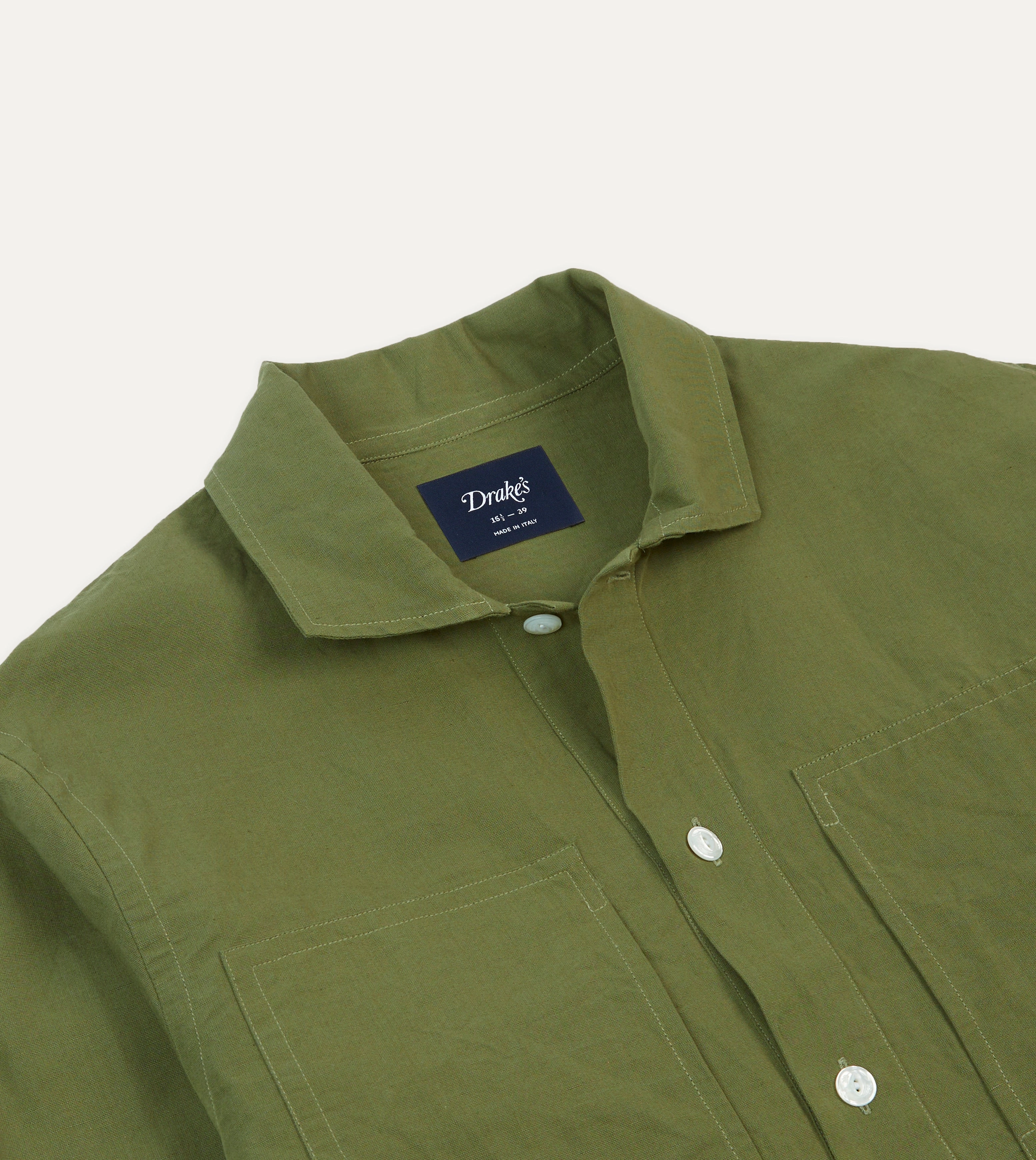 Athleisure Trend Flexible Movement Olive Cotton-Linen Popover Shirt
