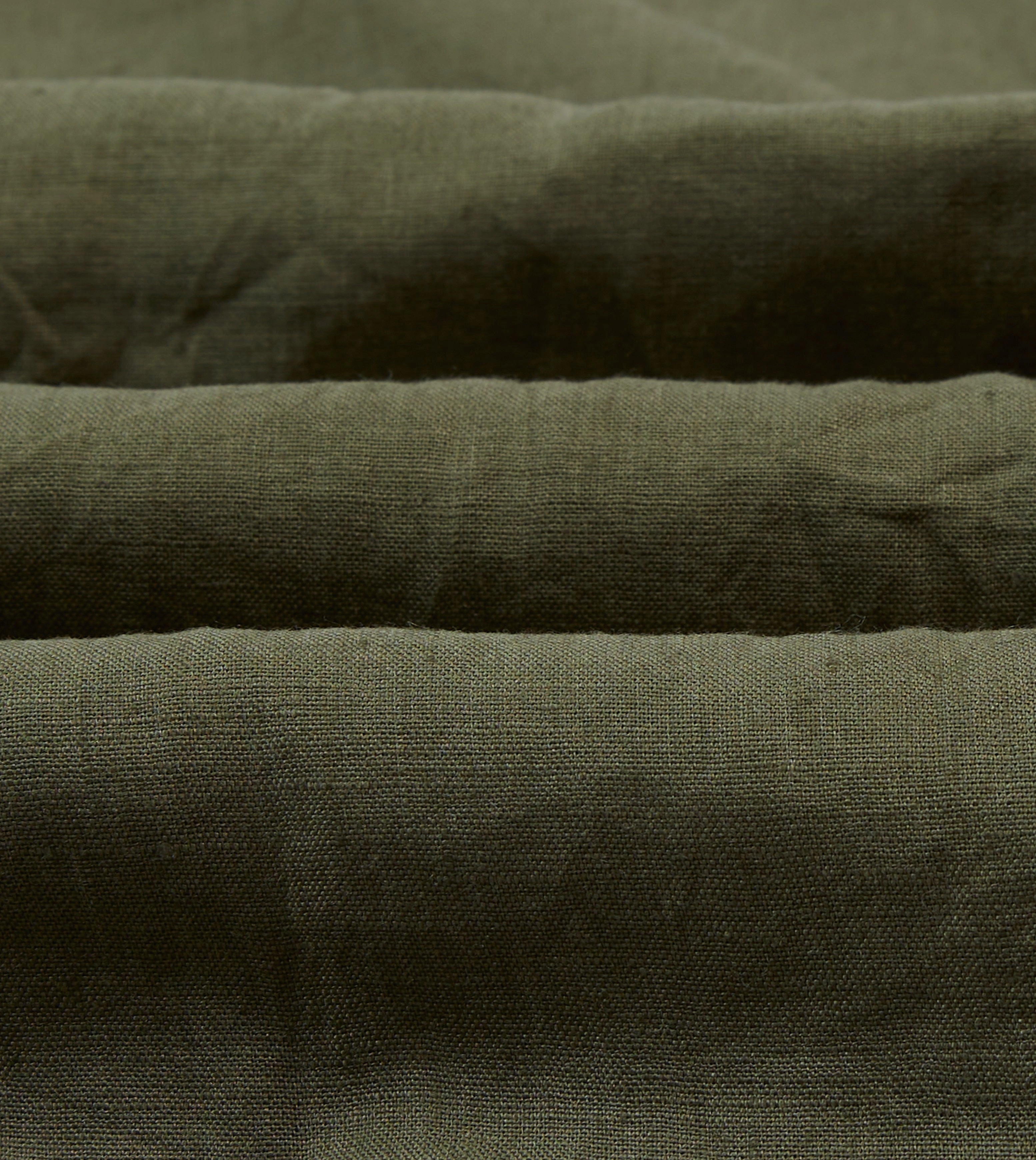 Olive Linen Mandarin Collar Popover Shirt Easy Wear