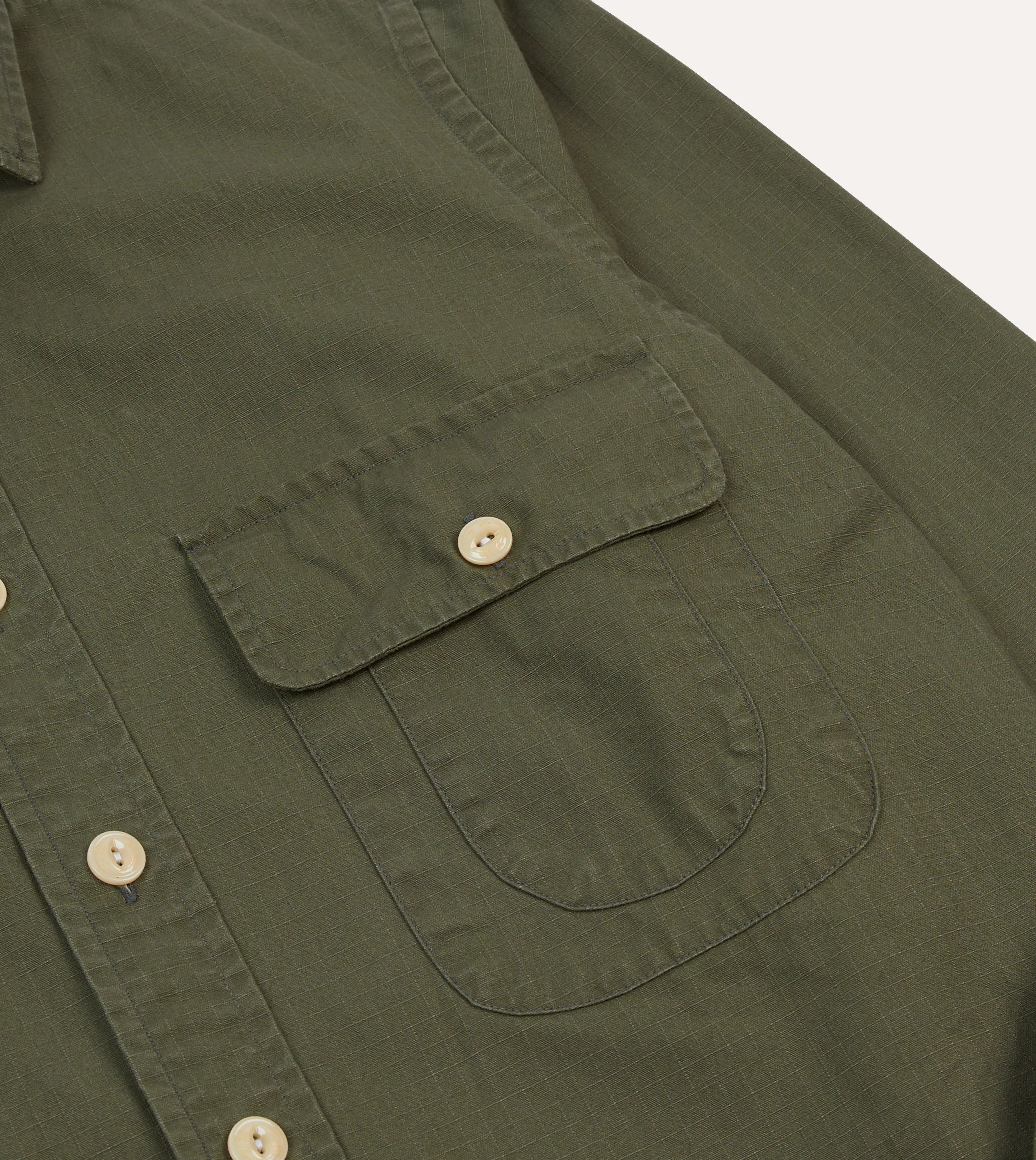 Sophisticated Look Olive Ripstop Cotton Work Shirt
