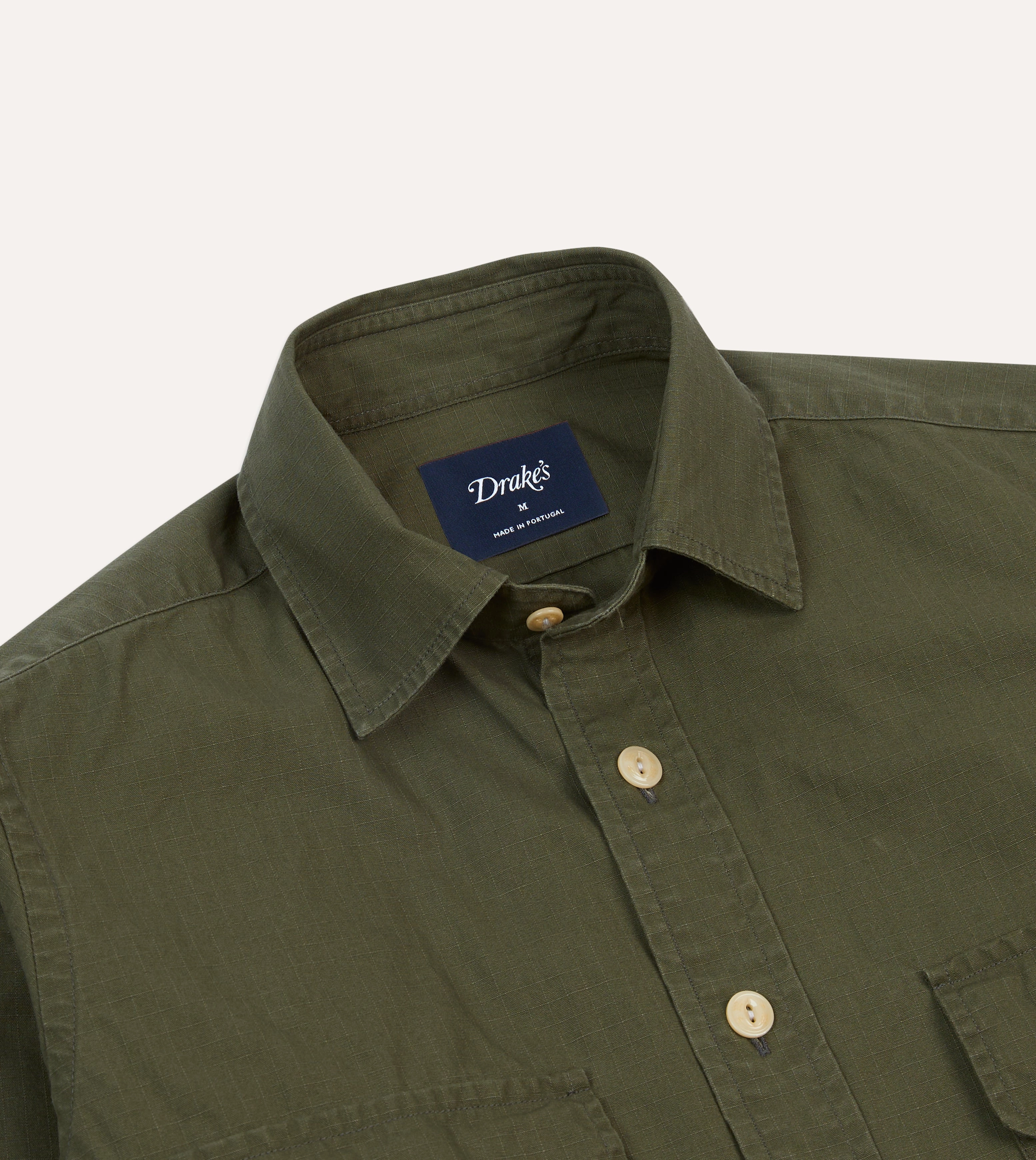 decorative element Casual Layer Olive Ripstop Cotton Work Shirt