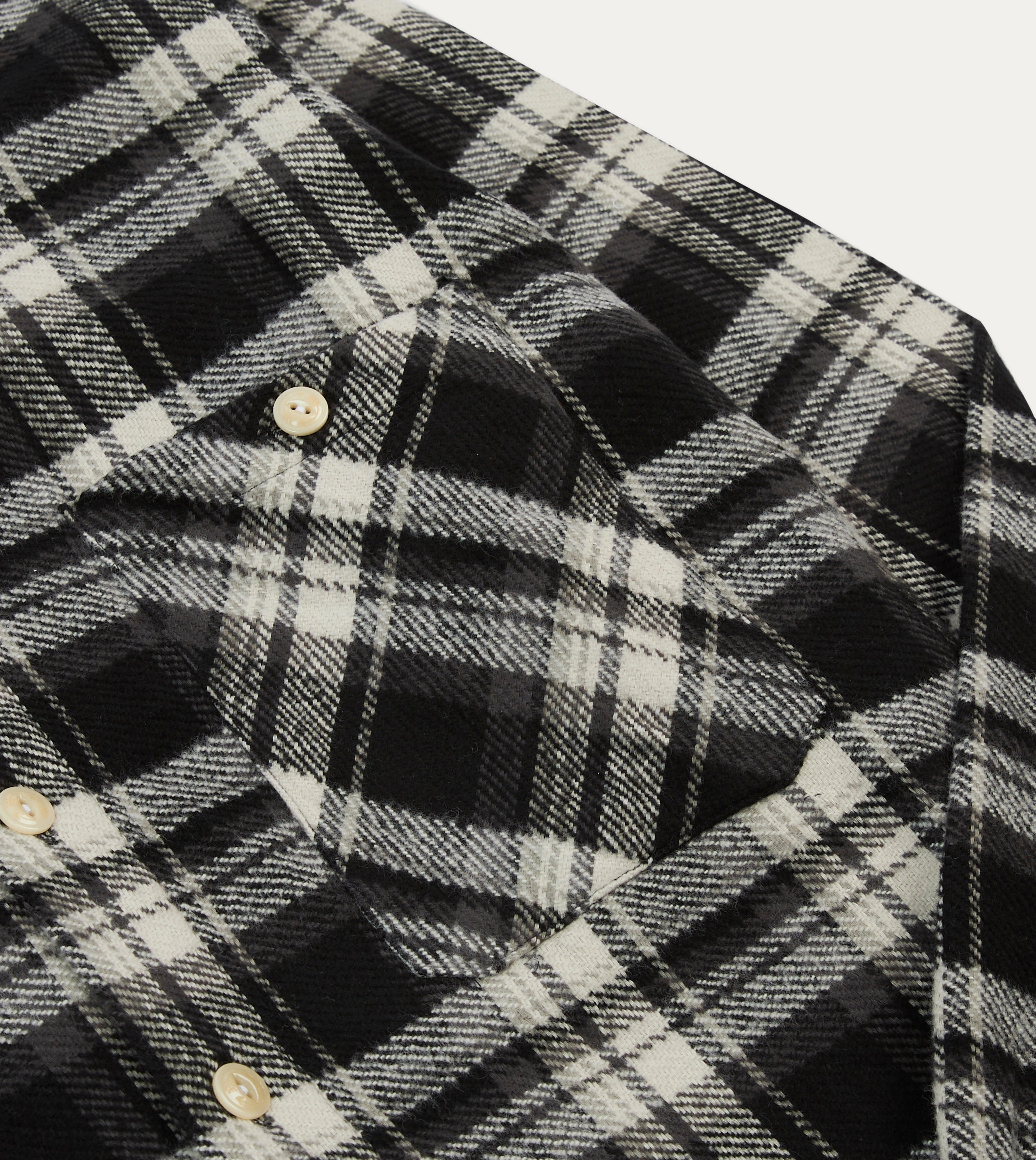 Drake's by A. Levine Black Check Cotton Two-Pocket Work Shirt Picnic Outfit Multi Pocket Design