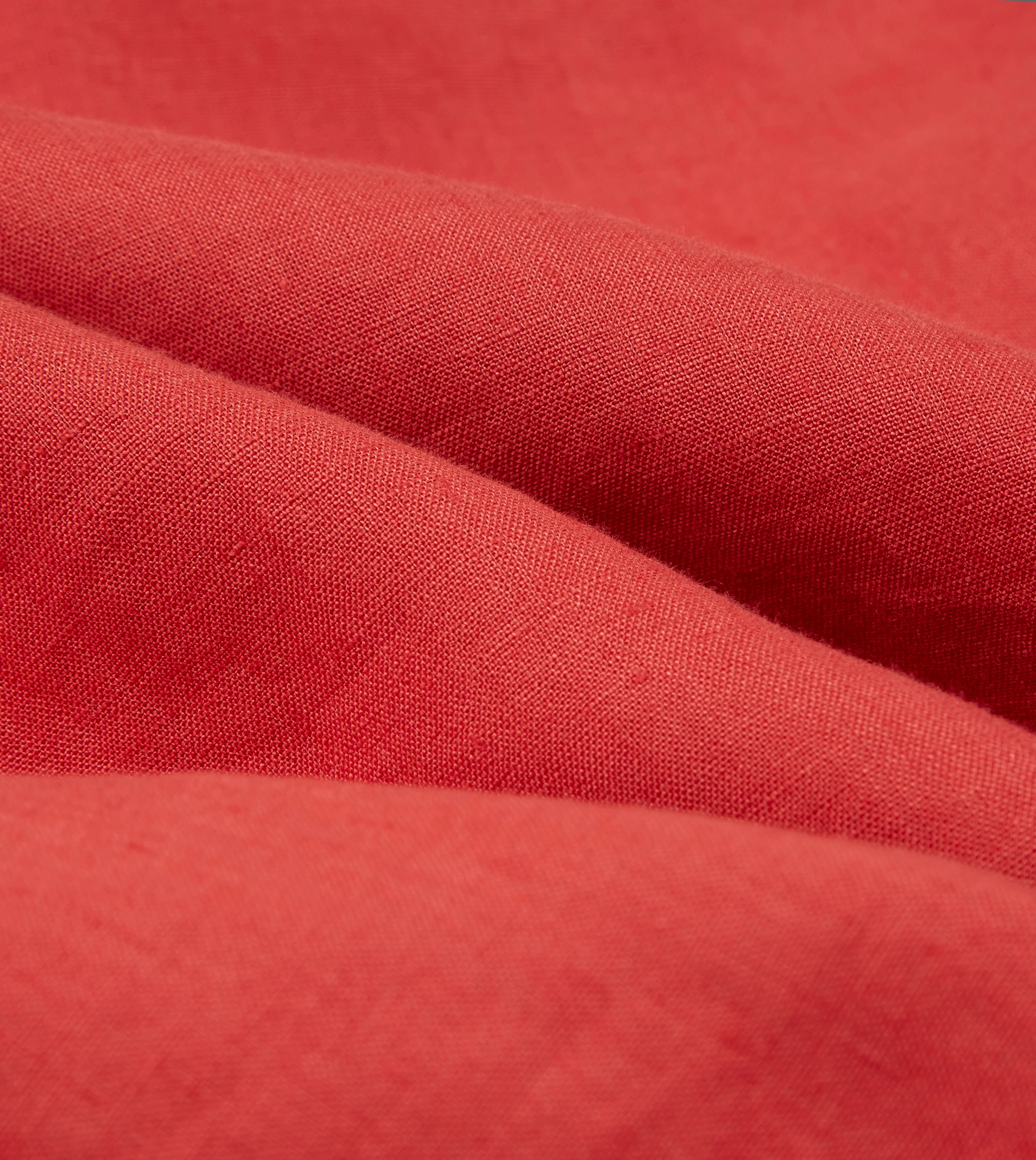 Casual Style Red Linen Spread Collar Shirt