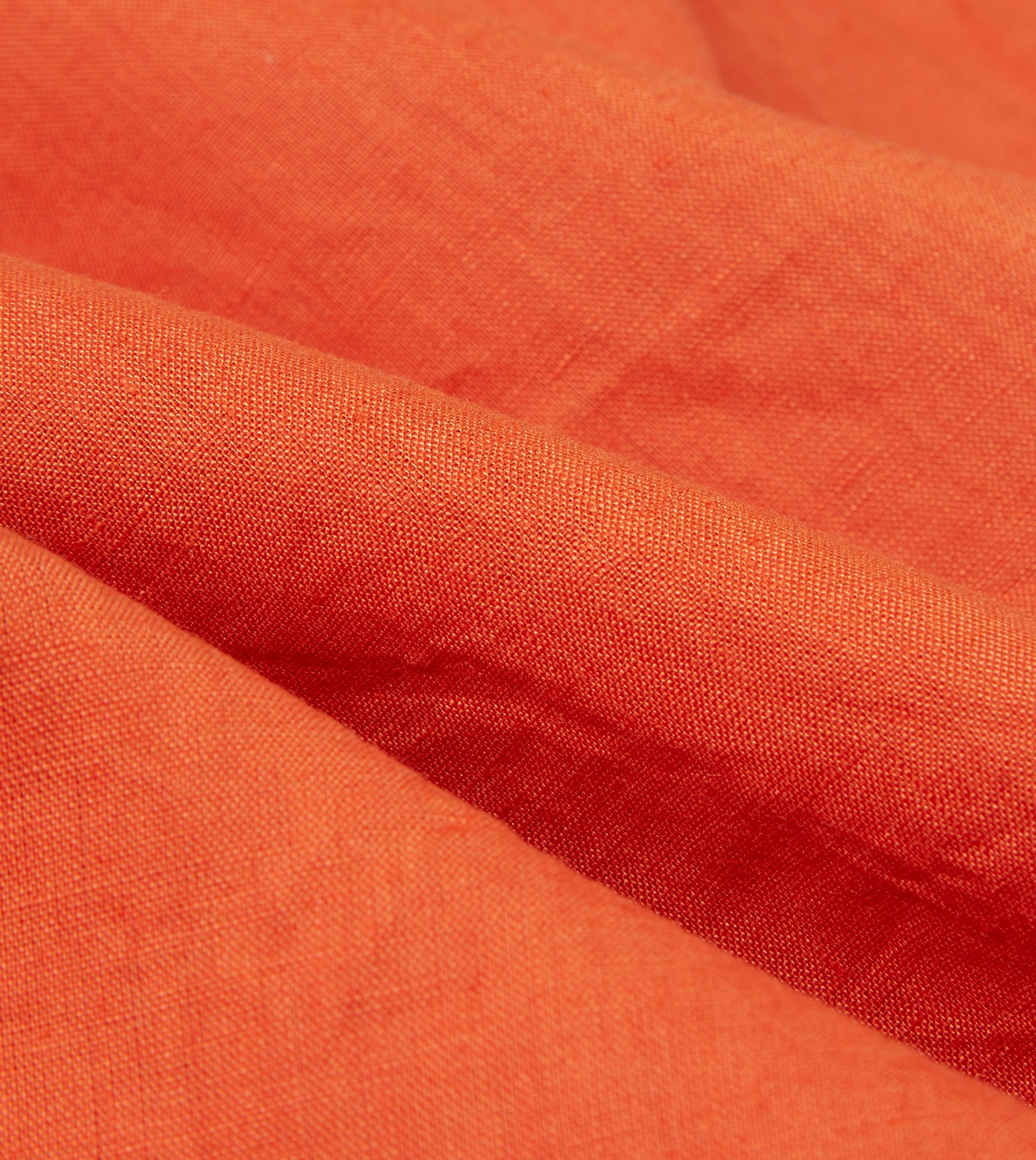 Orange Linen Spread Collar Shirt Relaxed Wear