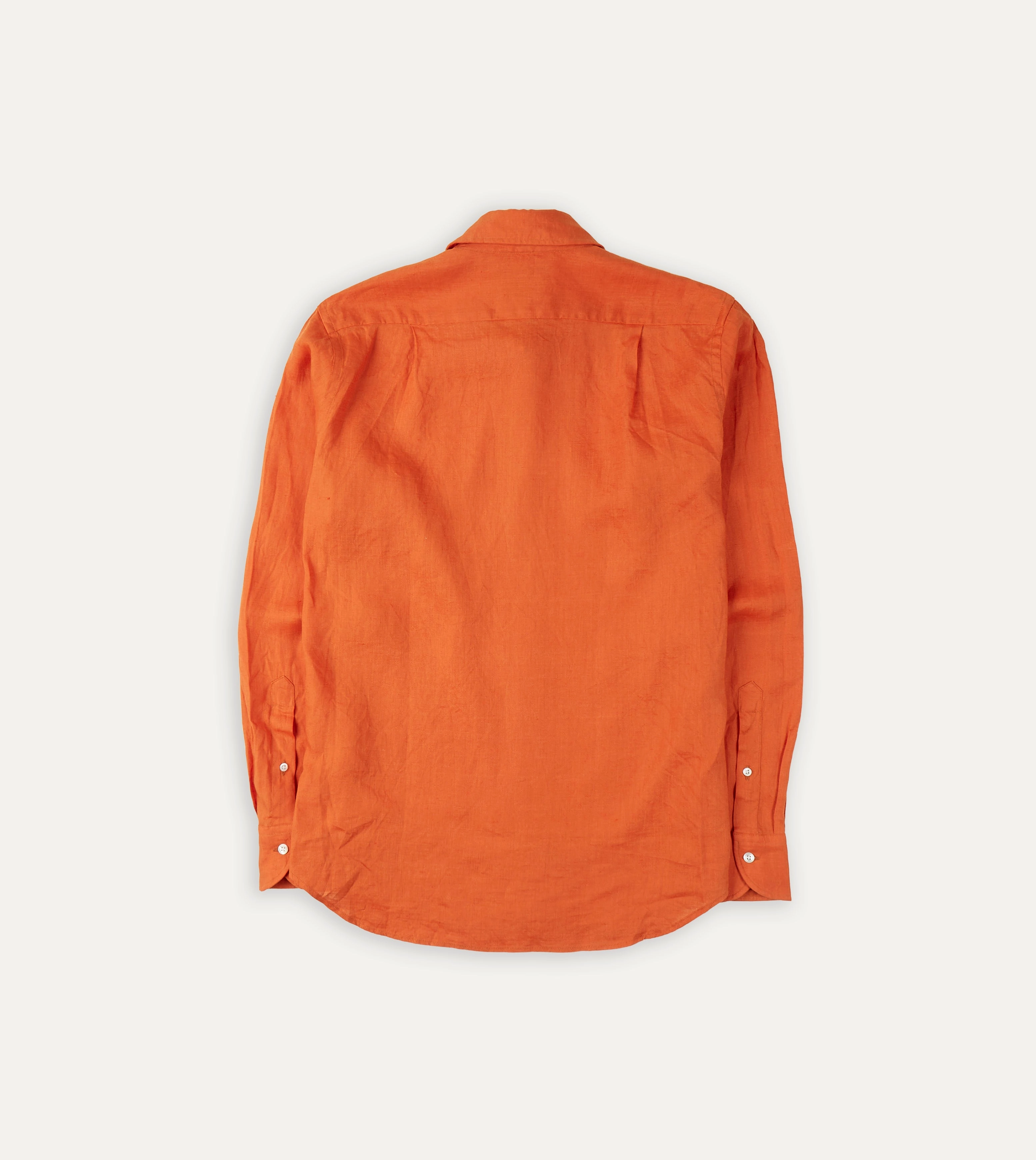Orange Linen Spread Collar Shirt Pure Cotton Button-up
