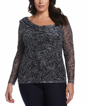 Printed Asymmetrical Mesh Top Warm Wear
