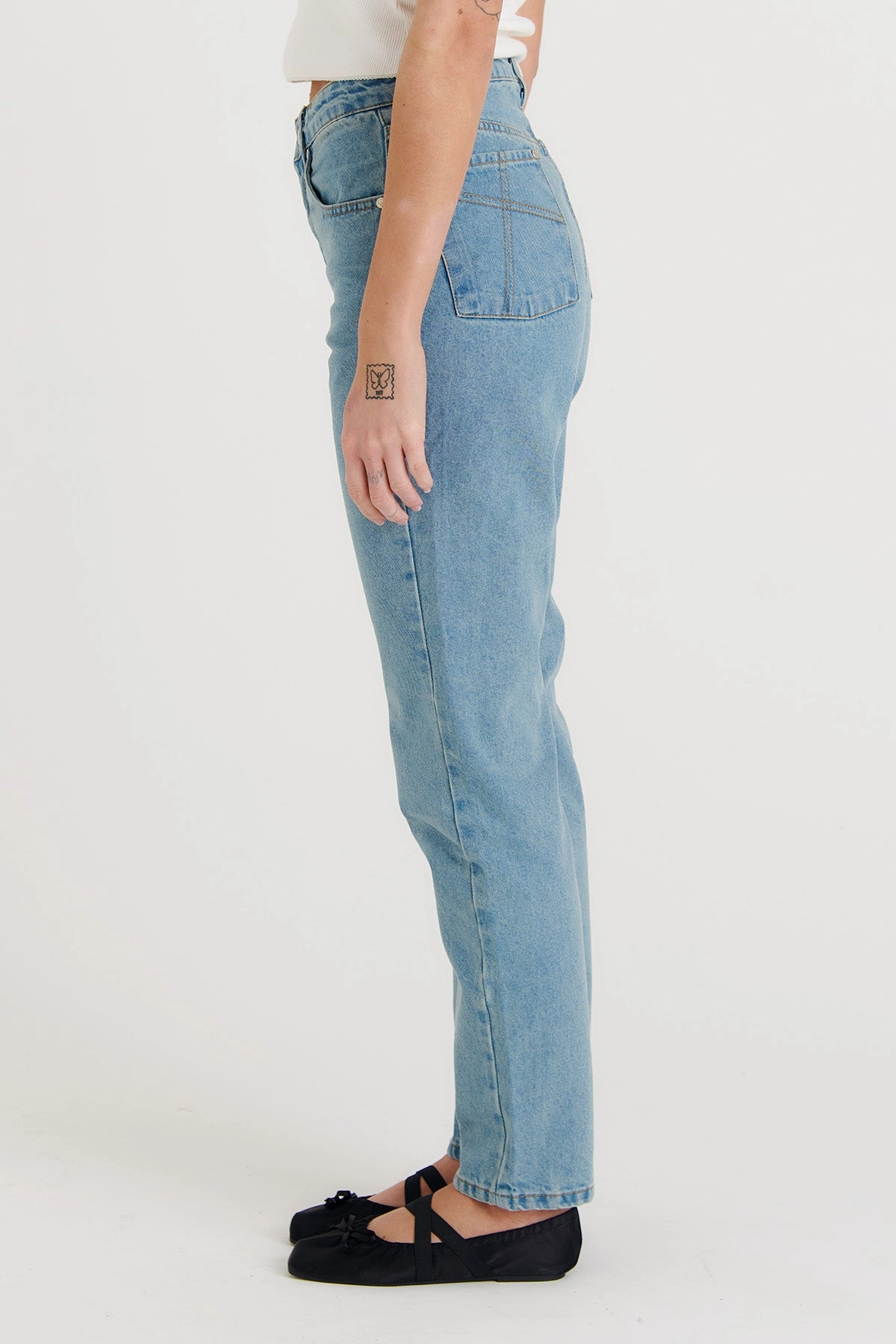 Balanced Style Organic Cougar Mom Jeans Light Blue