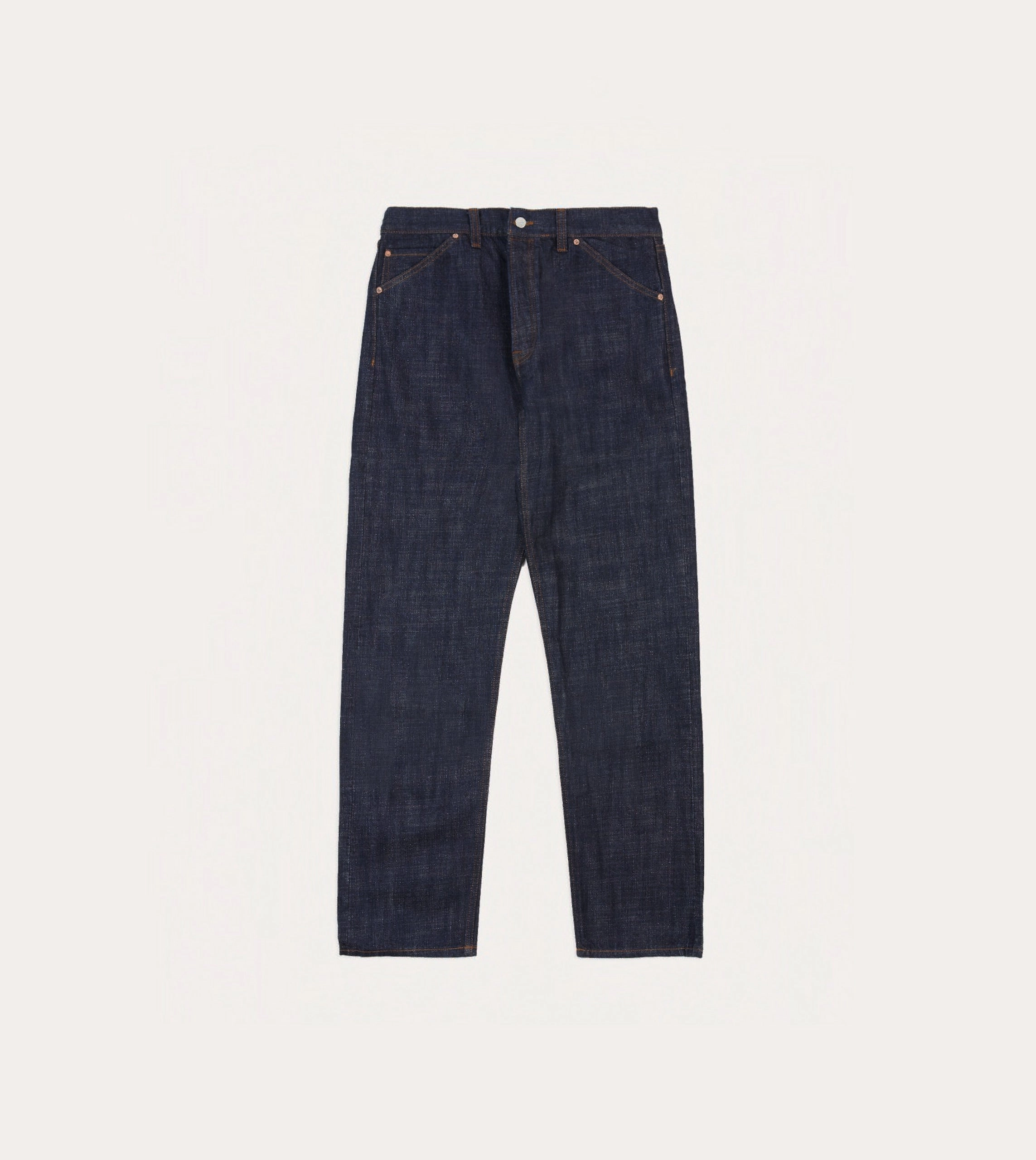 Unrestricted Movement Indigo Rinse 15.5oz Japanese Selvedge Denim Five-Pocket Jeans