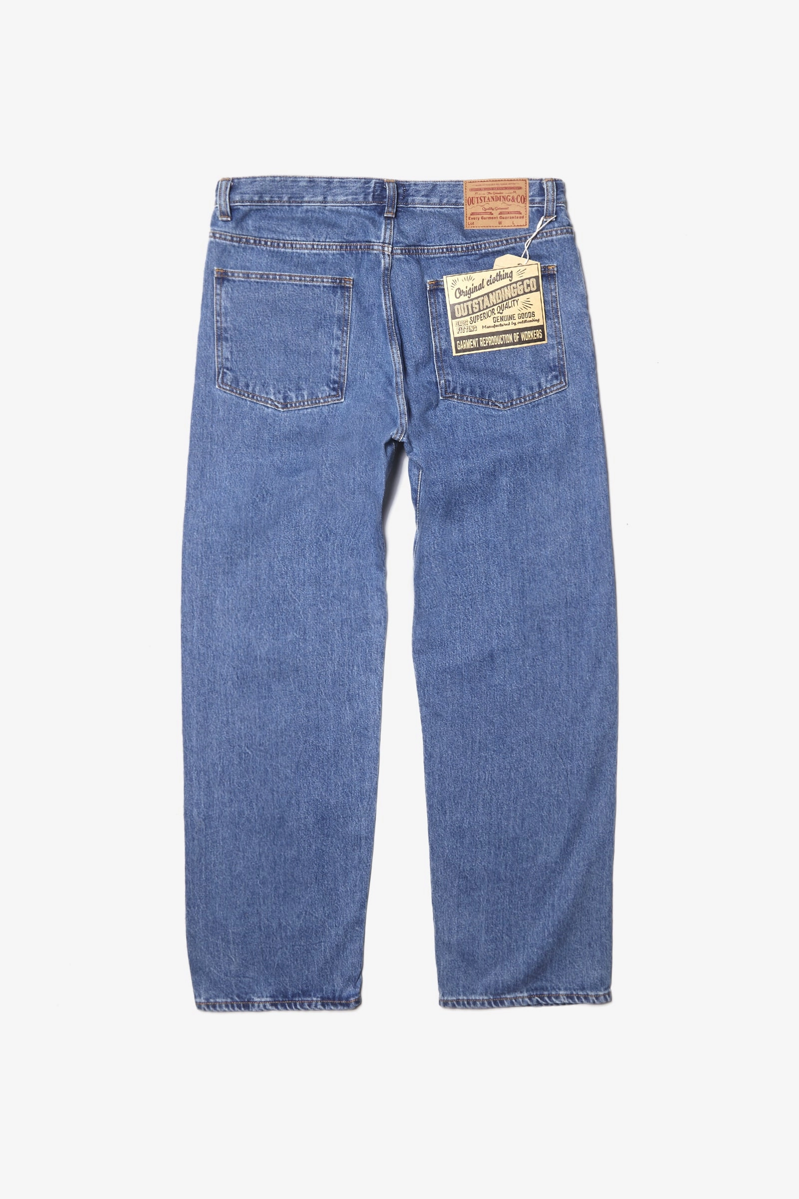 Outstanding & Co. - Wide Washed Jeans - Light Blue ArticulatedJoints Softened Hem