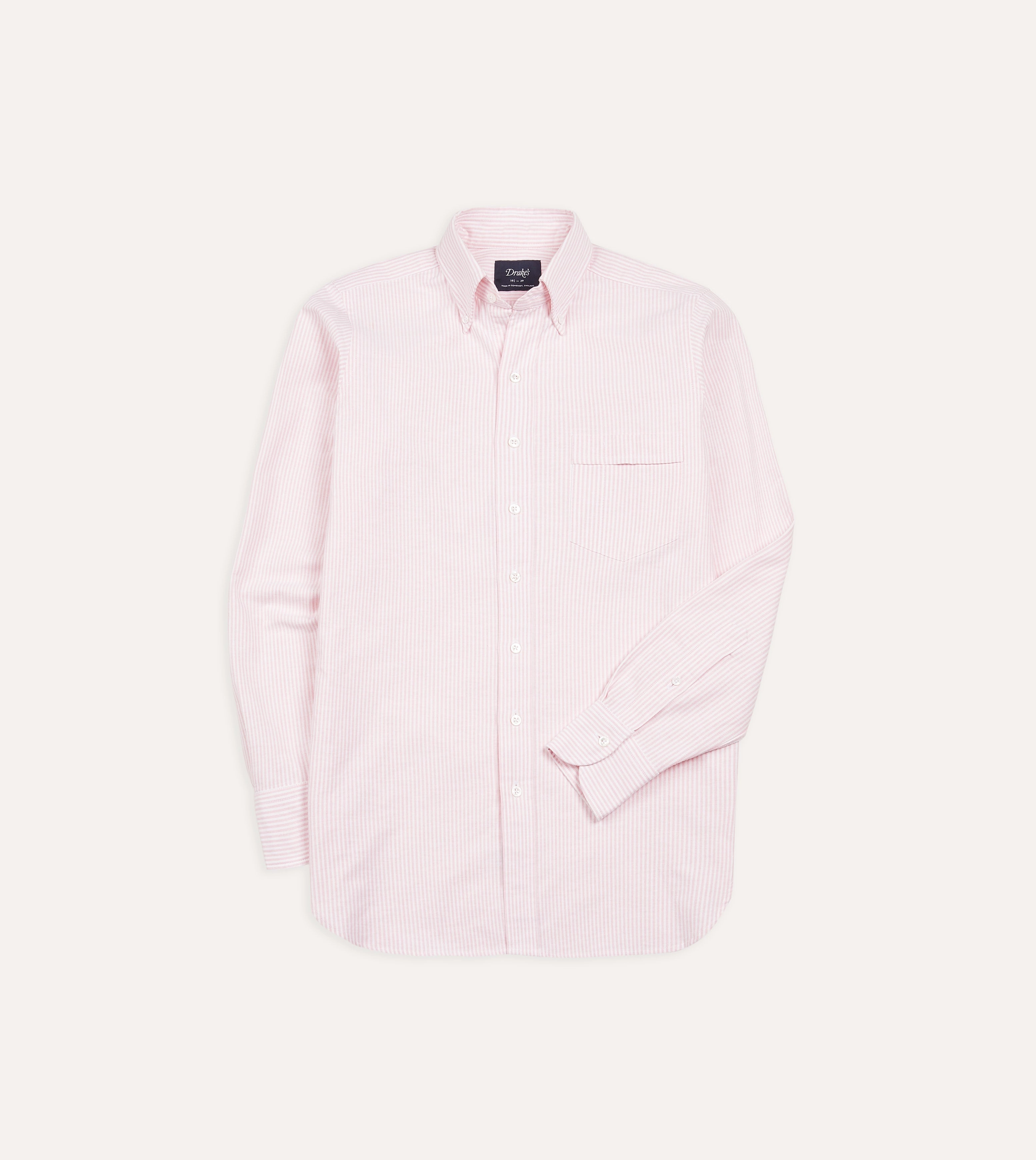 Pale Pink Ticking Stripe Cotton Oxford Cloth Button-Down Shirt Winter Collection Mature appeal