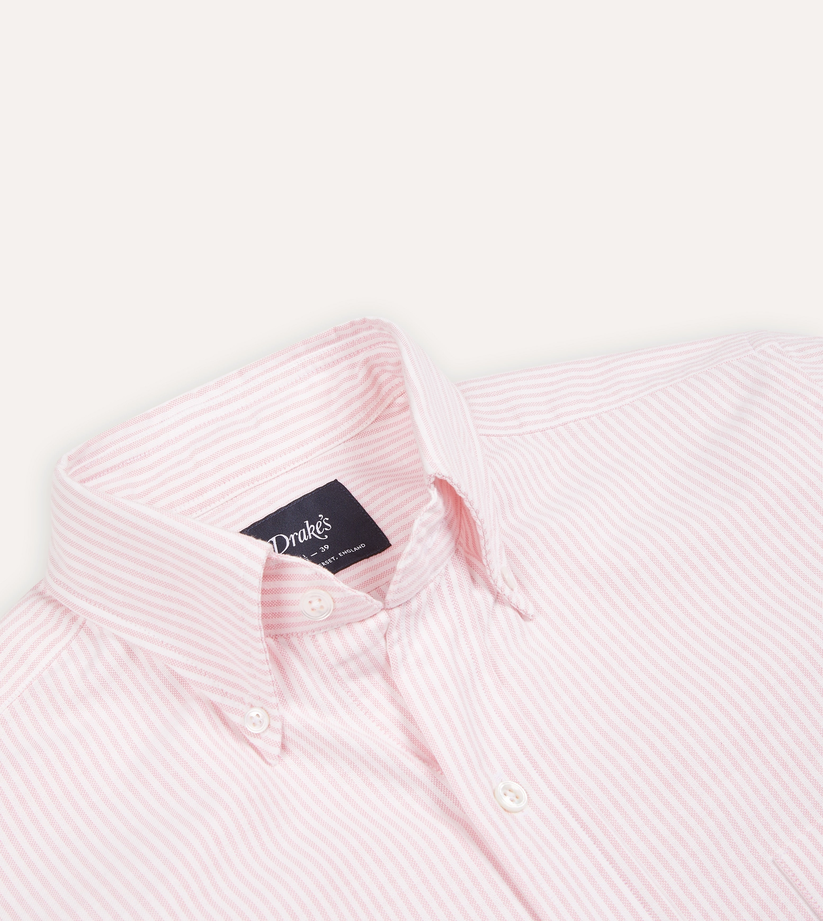 Active Lifestyle Pale Pink Ticking Stripe Cotton Oxford Cloth Button-Down Shirt