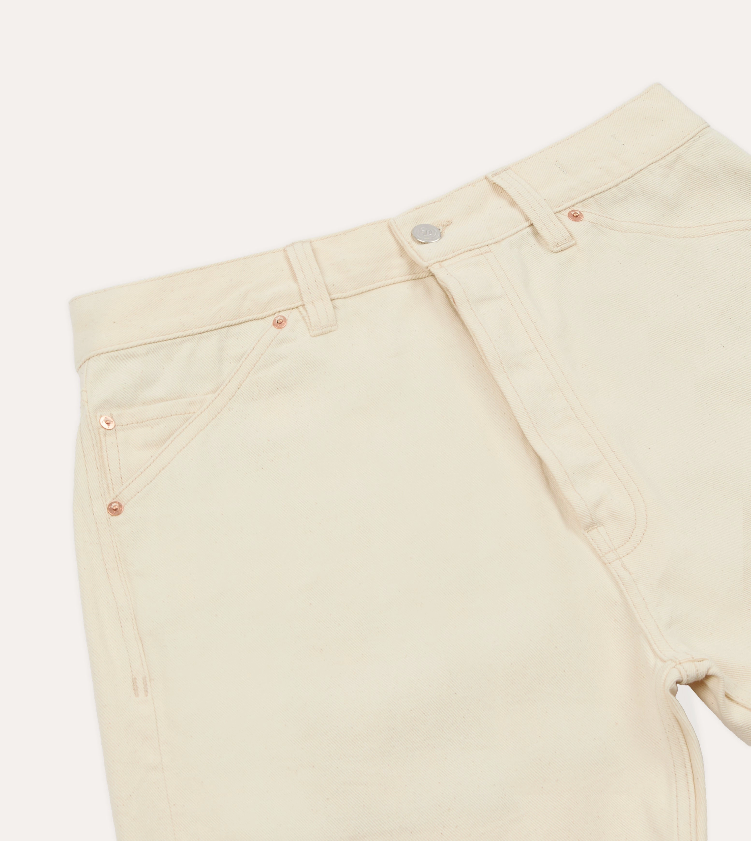 Flex Style Ecru 12.7oz Selvedge Denim Five-Pocket Shorts