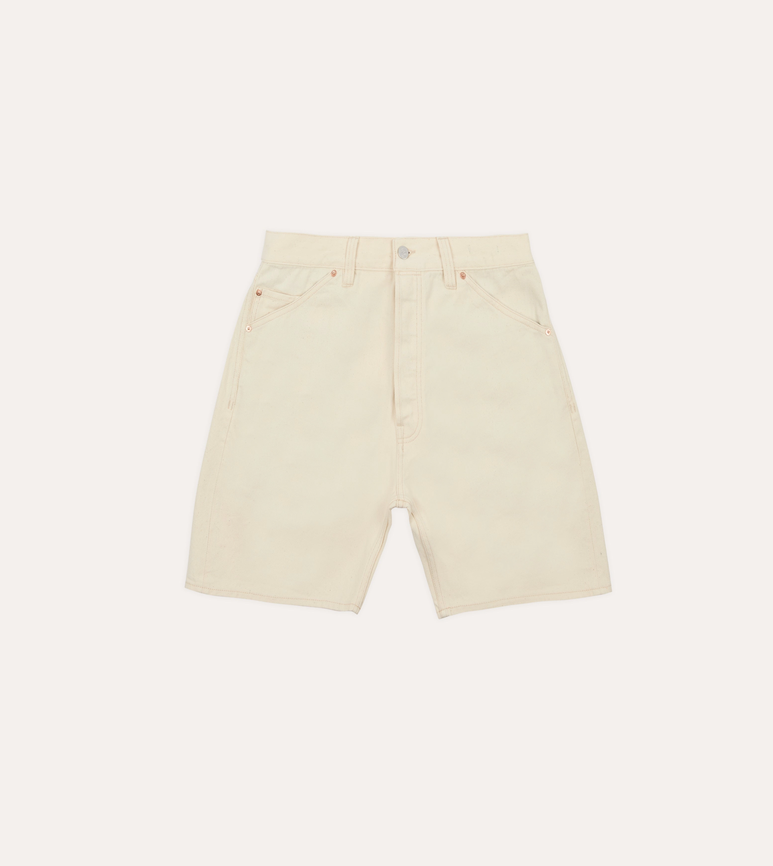 Ecru 12.7oz Selvedge Denim Five-Pocket Shorts Minimal Fit