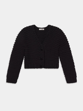 Layered Neckline Versatile knitwear The Bubble Cardi -- Black