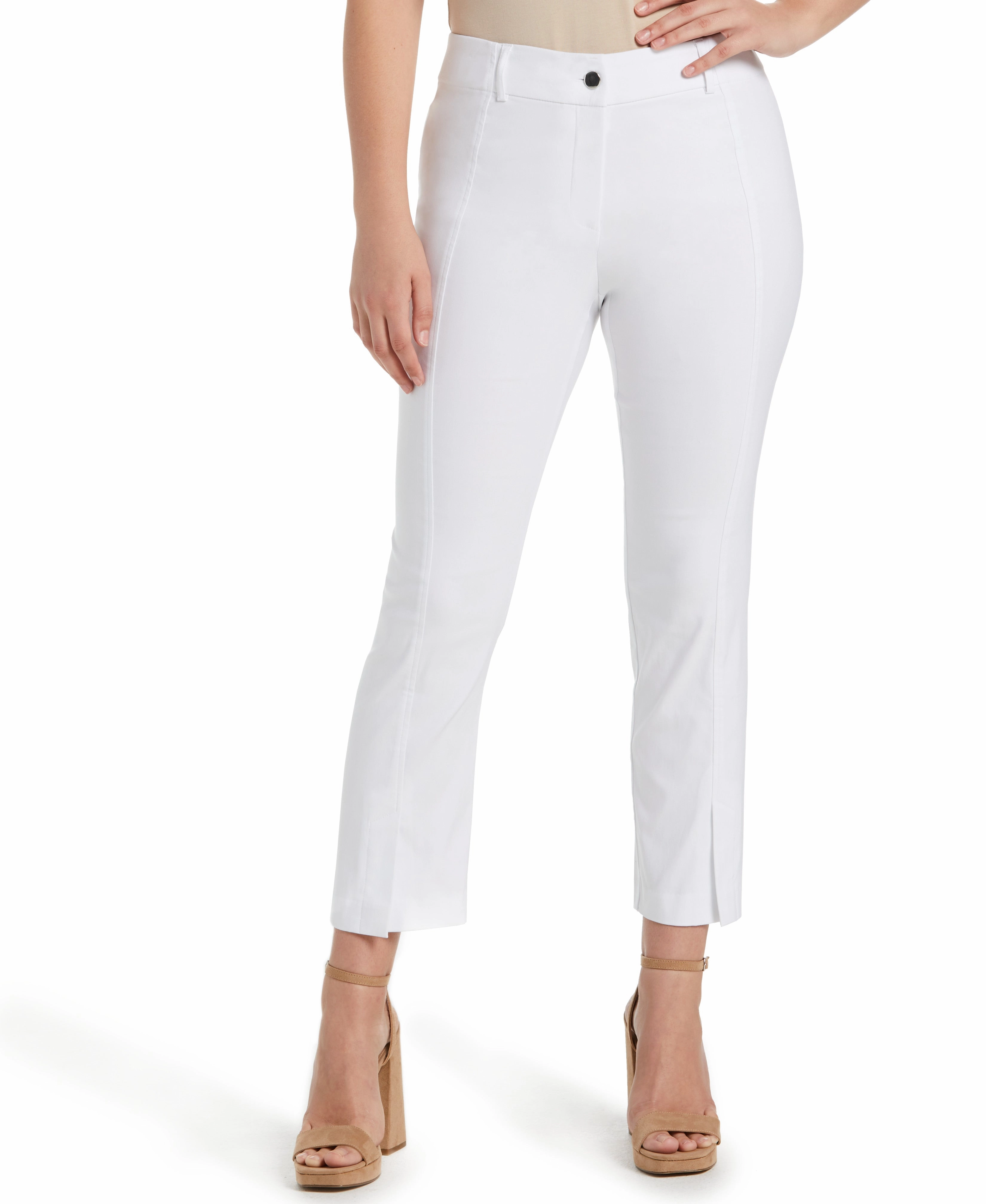 Stretch Fit Petite Classic Fit Seamed Straight Leg Crop Pant with Vents