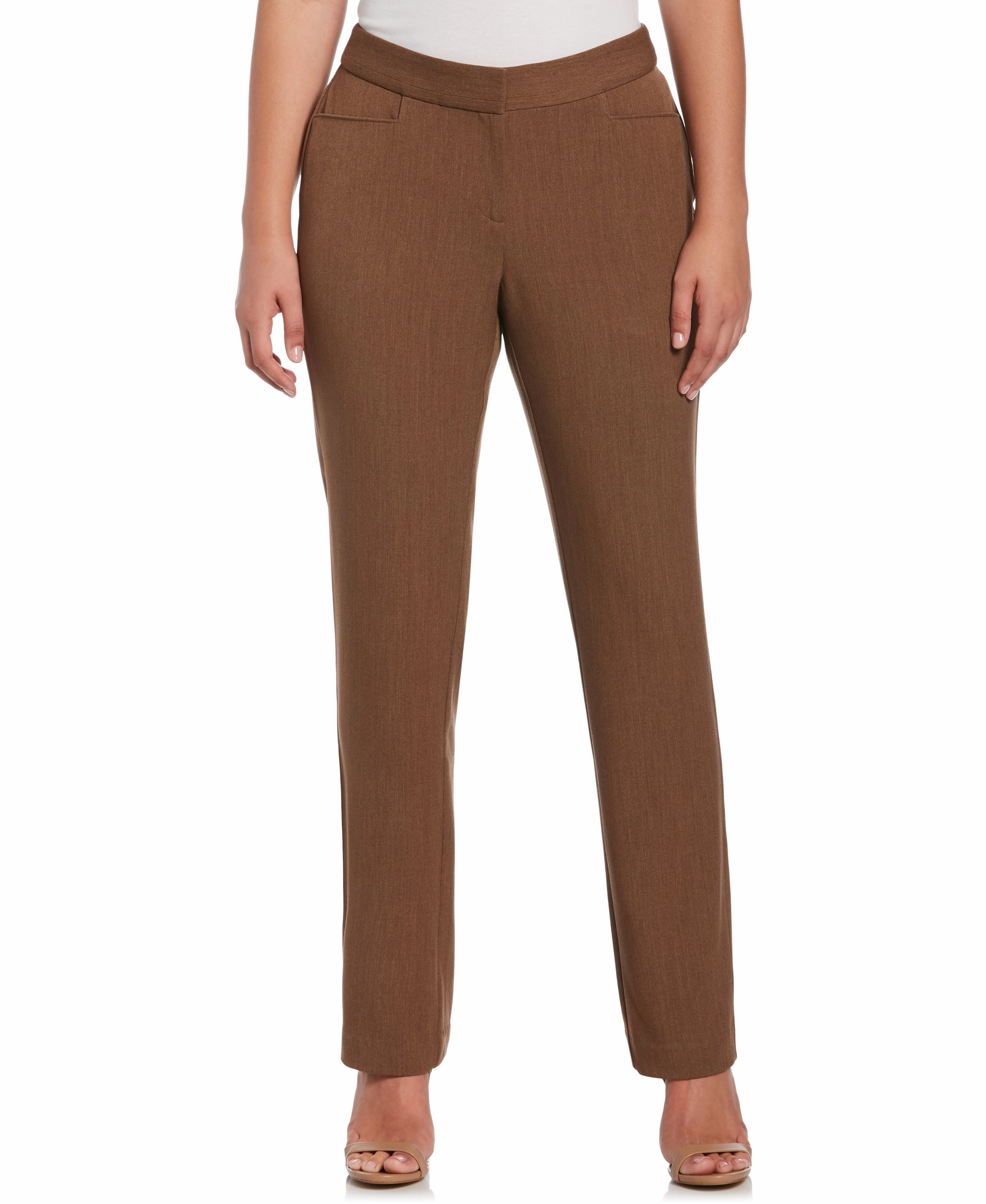 Chilly Day Essentials Breathable Style Petite Gabardine Straight Leg Pant - Curvy Fit