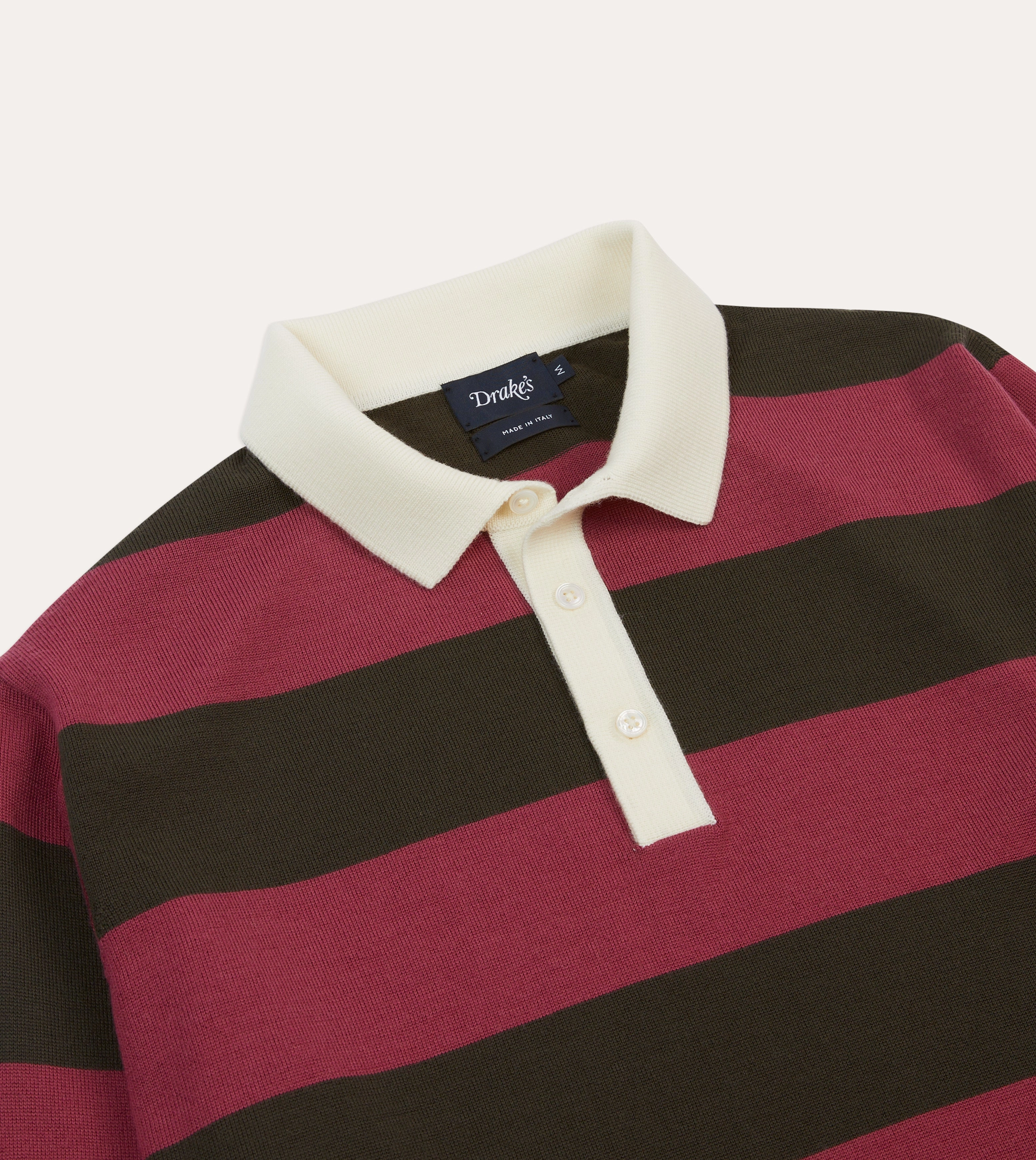 Quality Material Pink and Olive Block Stripe Knitted Rugby Shirt