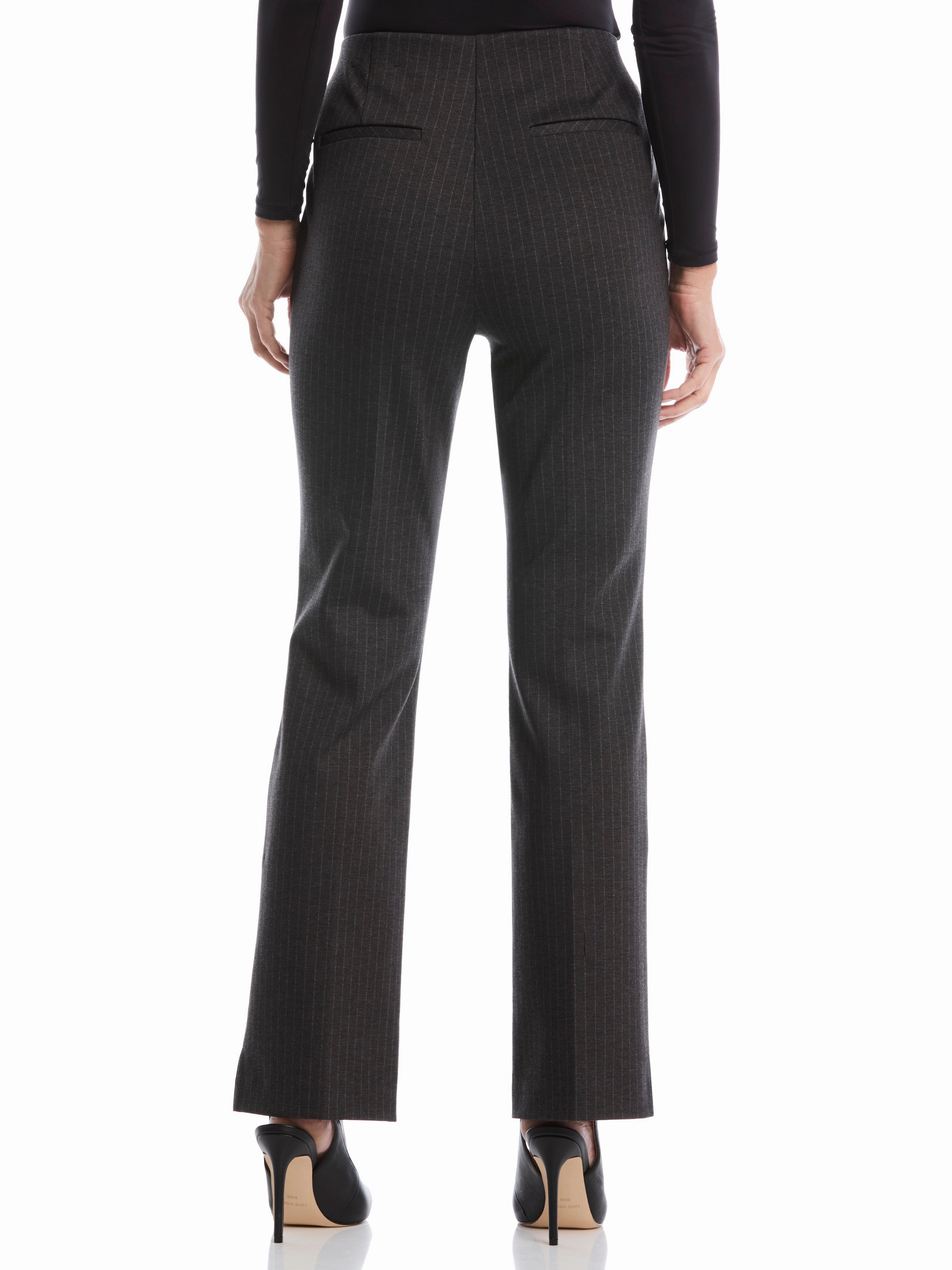 Pinstripe Print Ponte Bootcut Pant Double Layered Knit Warm Base