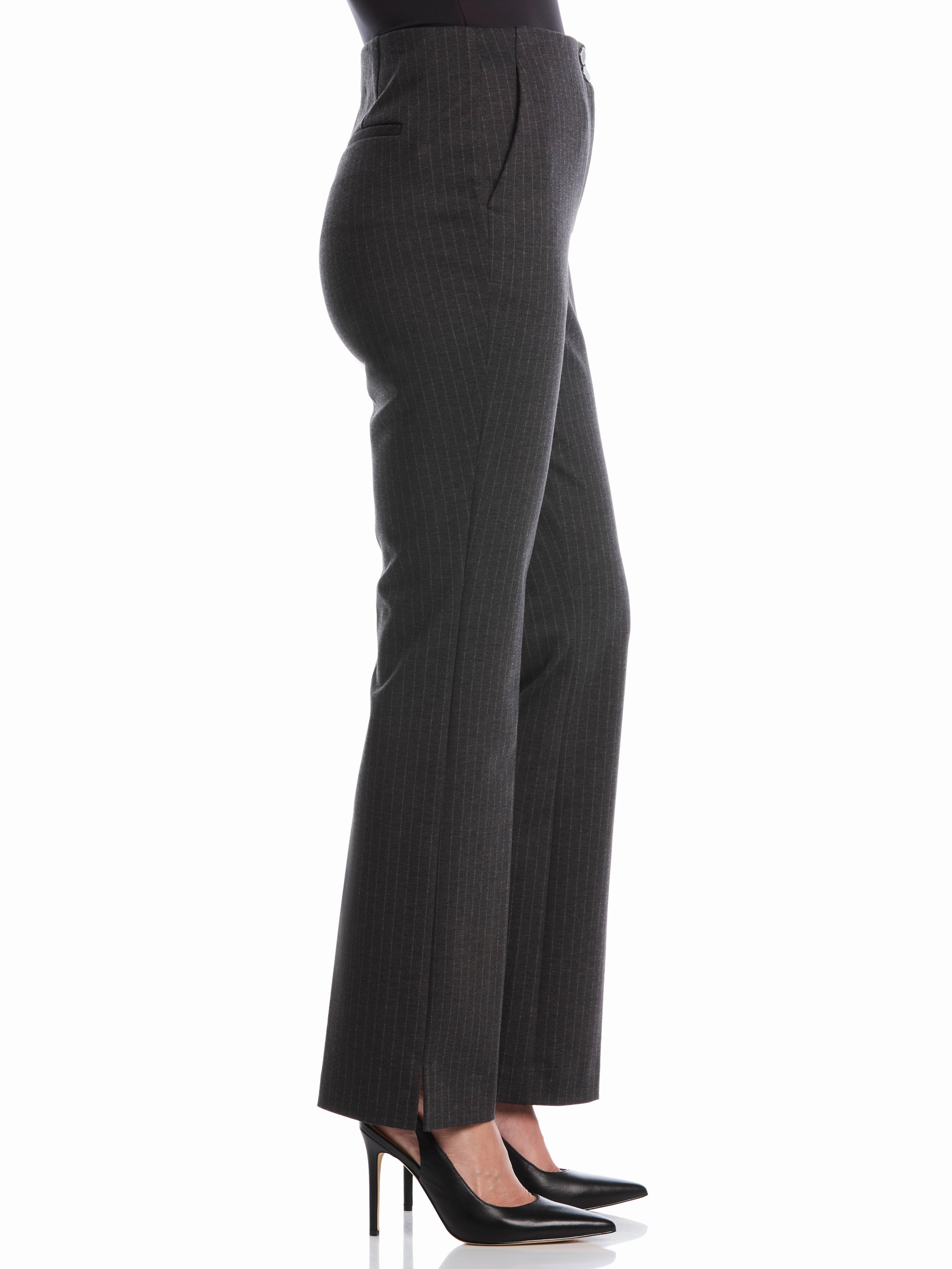 Pinstripe Print Ponte Bootcut Pant Cozy Basics